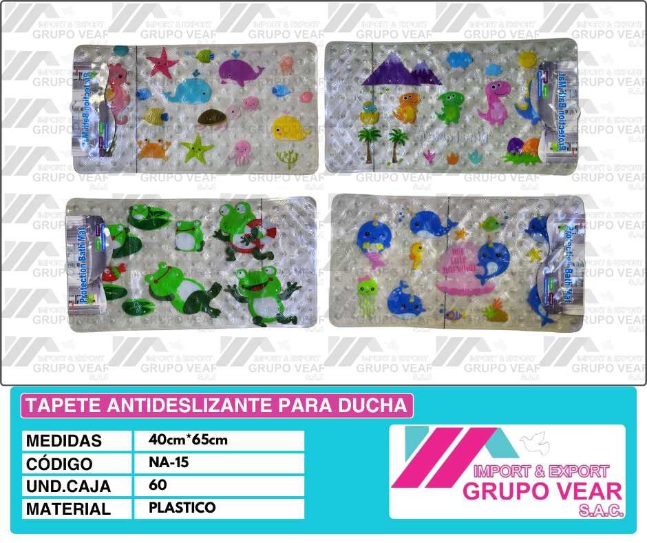 TAPETE ANTIDESLIZANTE PARA DUCHA "F" (60 UNIDADES)