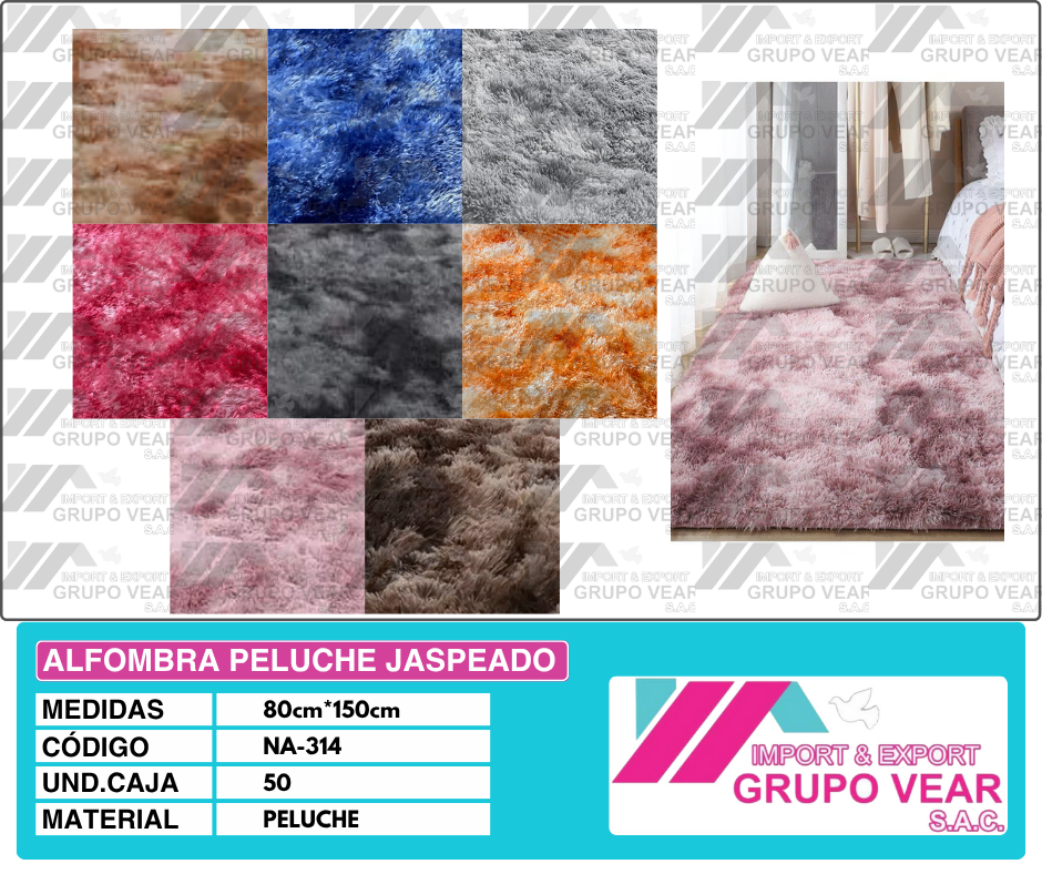 ALFOMBRA PELUCHE JASPEADO 150X80 (50 UNIDADES)