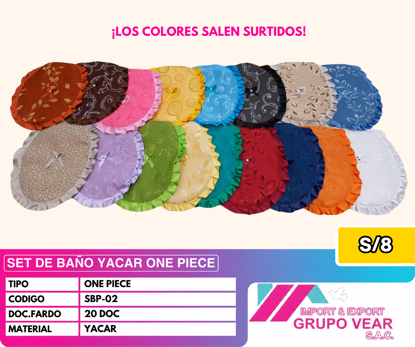 SET DE BAÑO YACAR ONE PIECE (20 DOC)