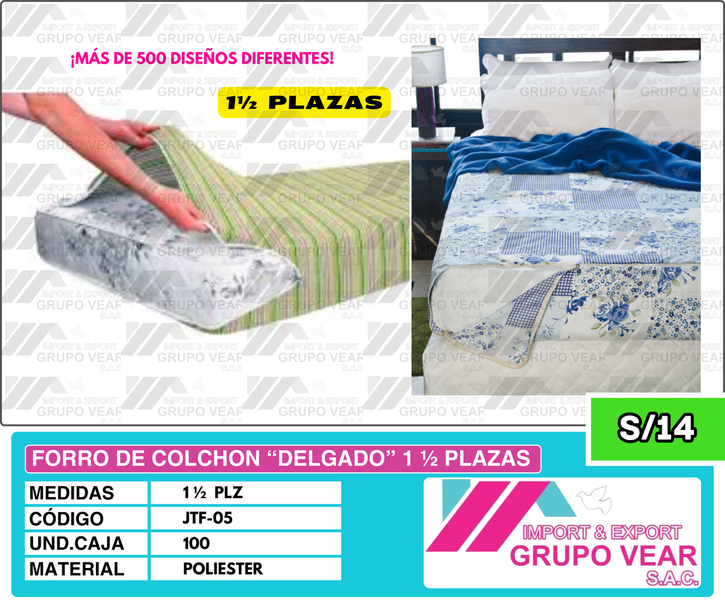 FORRO DE COLCHON “DELGADO” 1 ½ PLAZAS (100 UND)