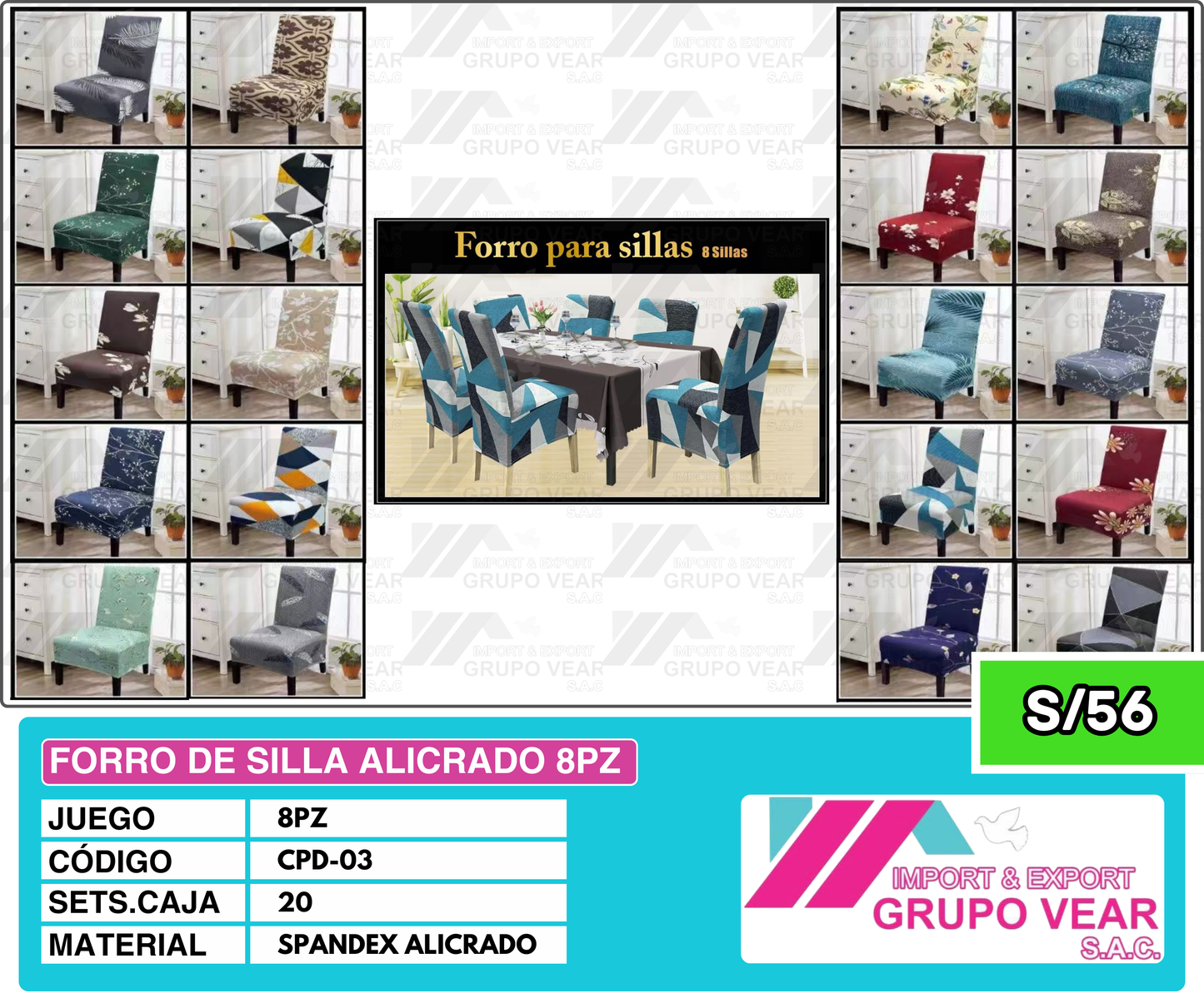 FORRO DE SILLA ALICRADO 8PZ (20SETS)