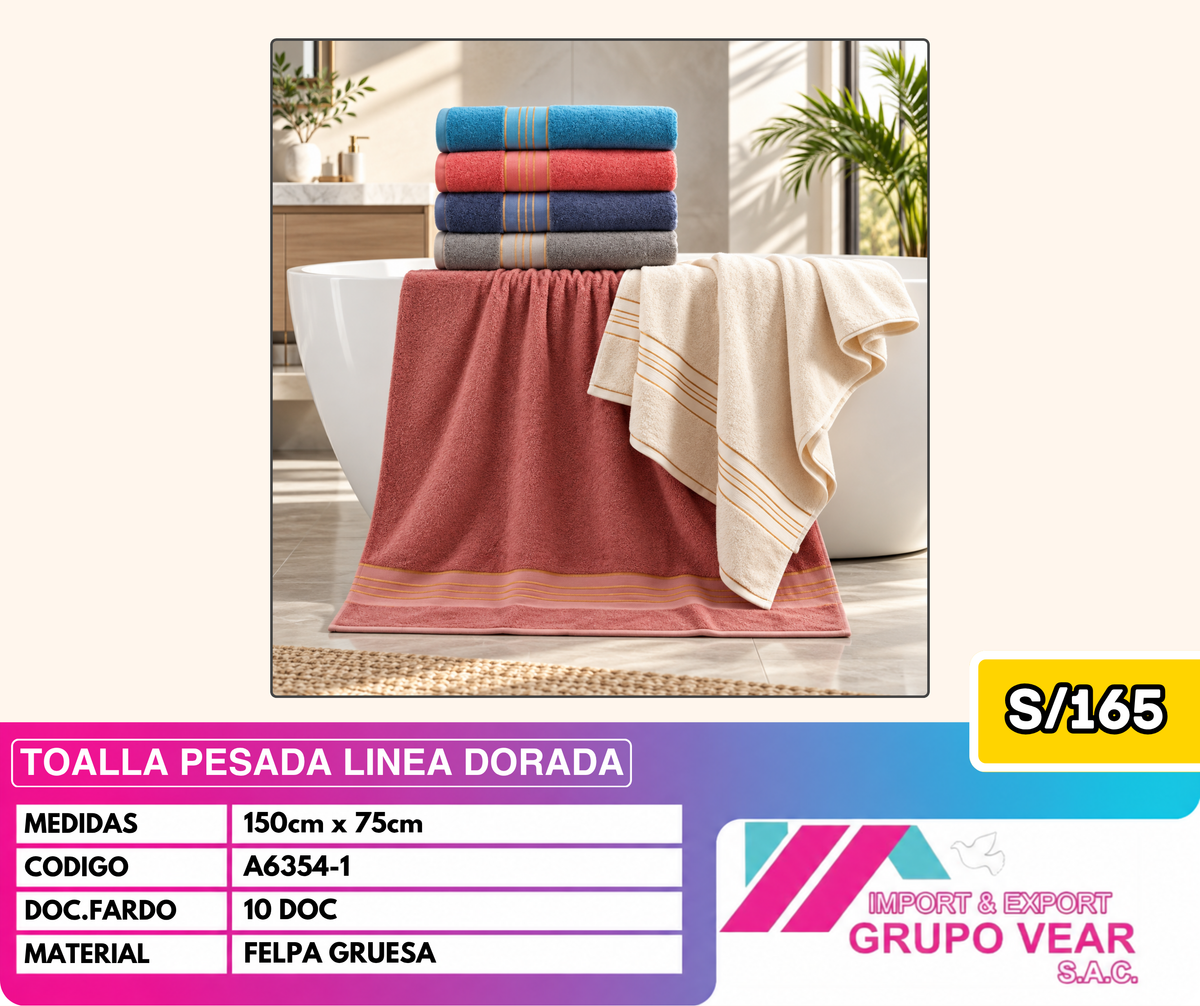 TOALLA PESADA LINEA DORADA (10 DOC)