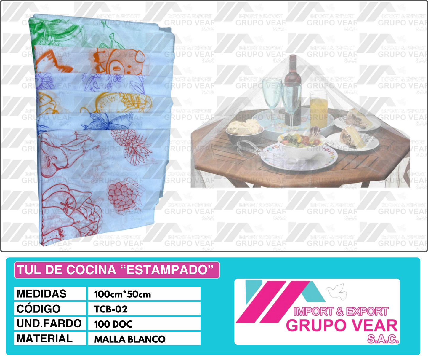 TUL DE COCINA “ESTAMPADO” (100 DOC)