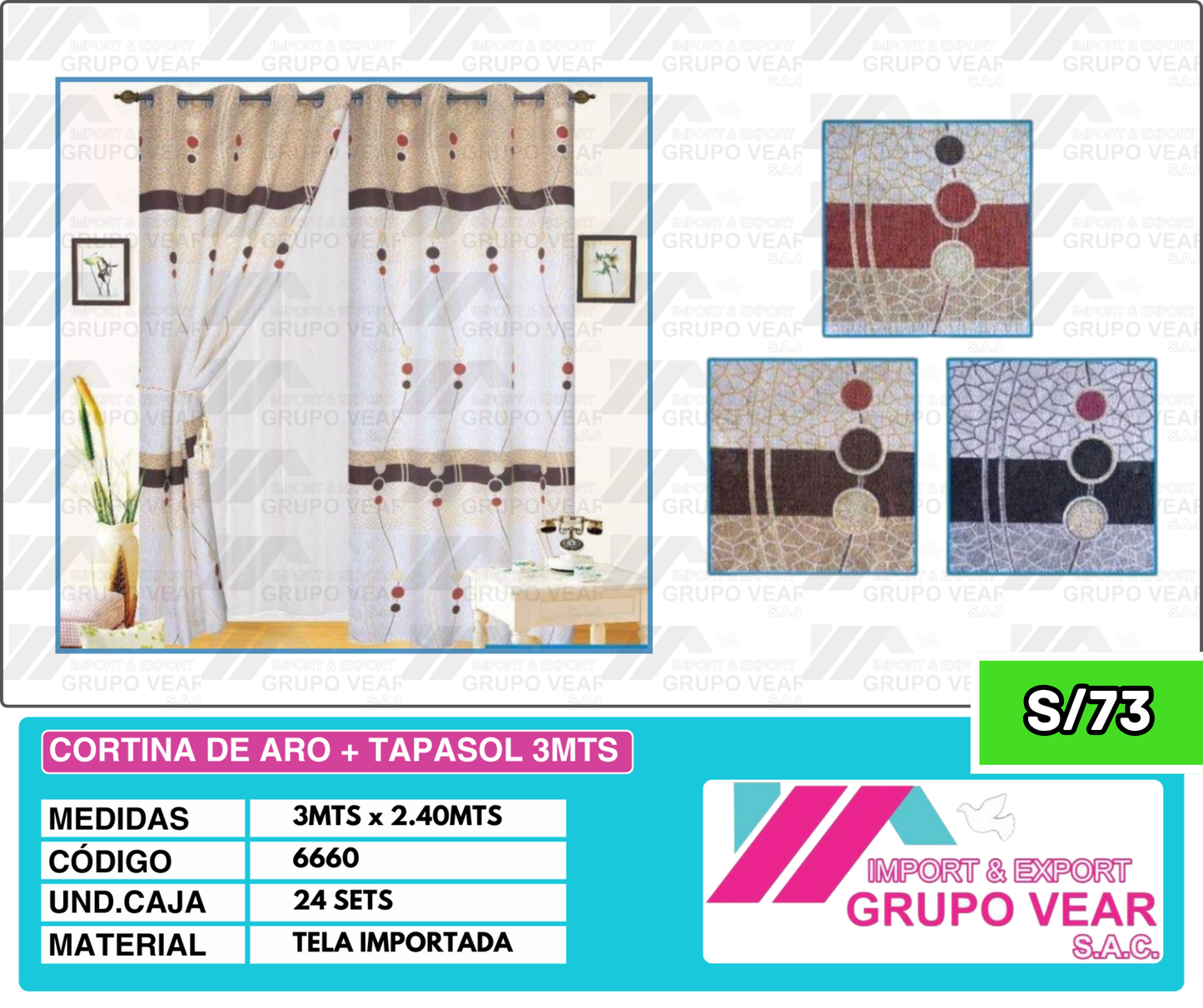 CORTINA DE ARO + TAPASOL 3MTS (24 SETS)