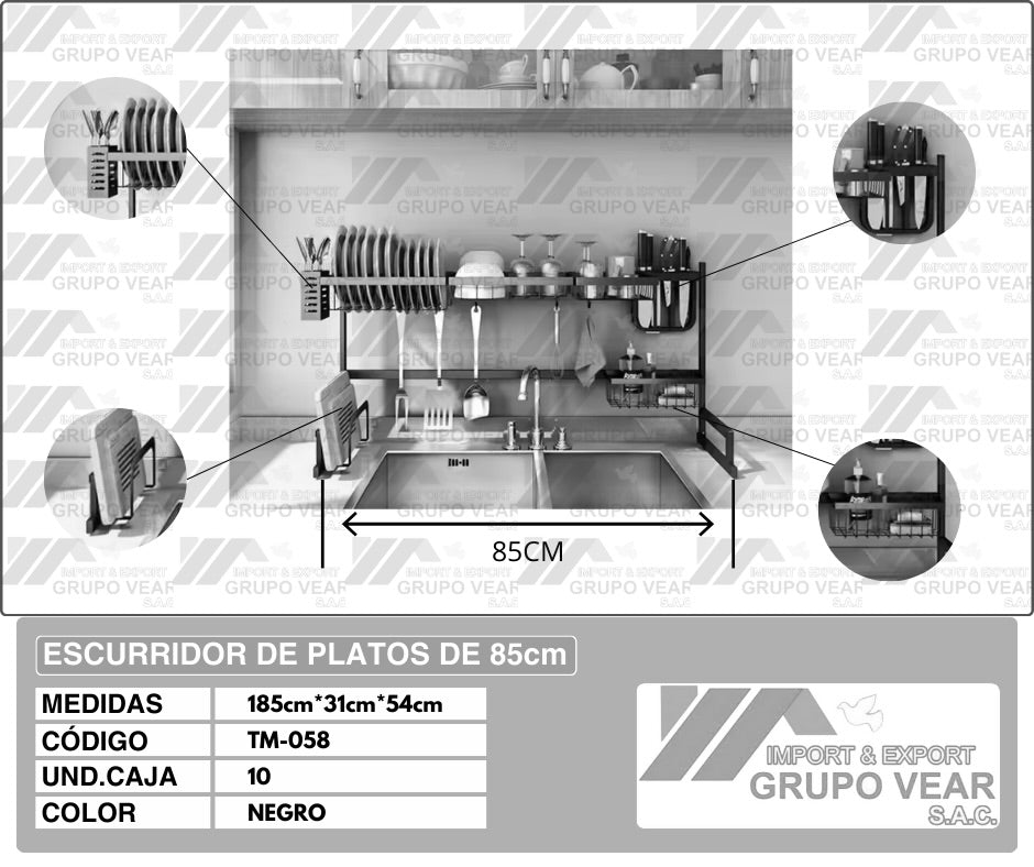 ESCURRIDOR SIN TAPA 85CM (10 UNIDADES)