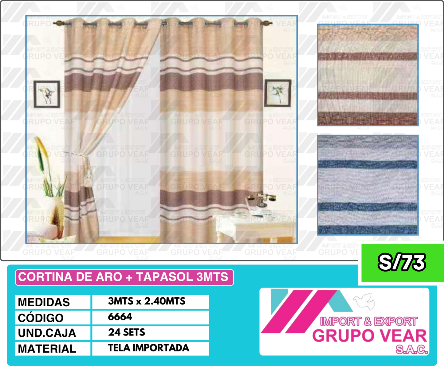CORTINA DE ARO + TAPASOL 3MTS (24 SETS)