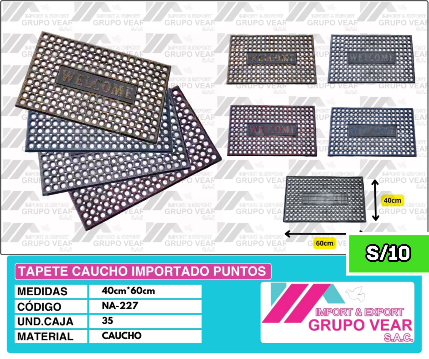 PISO CAUCHO IMPORTADO PUNTOS (35 UNIDADES)