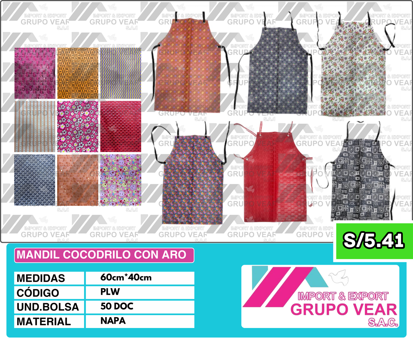 MANDIL COCODRILO CON ARO (50 DOC)