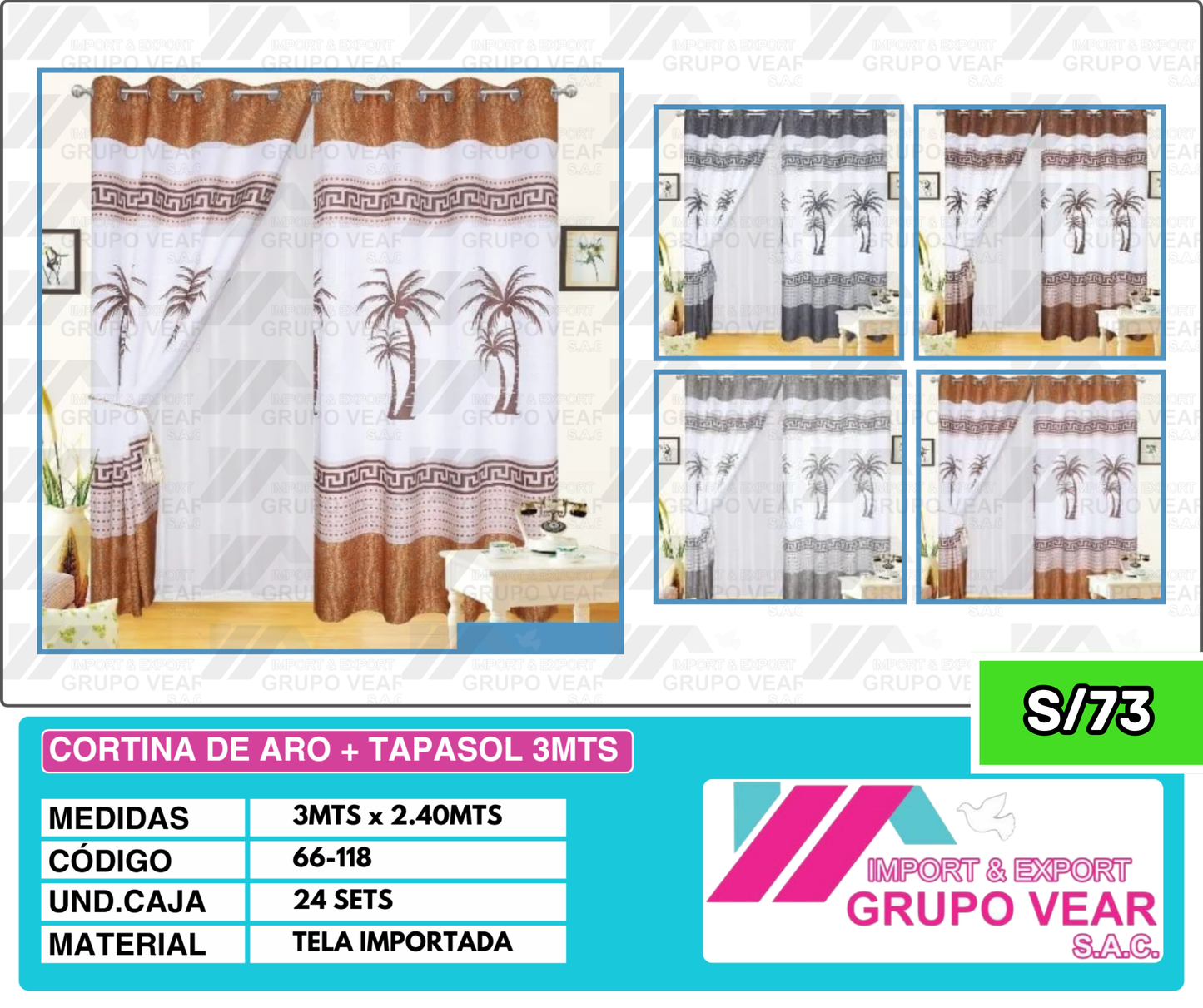 CORTINA DE ARO + TAPASOL 3MTS (24 SETS)