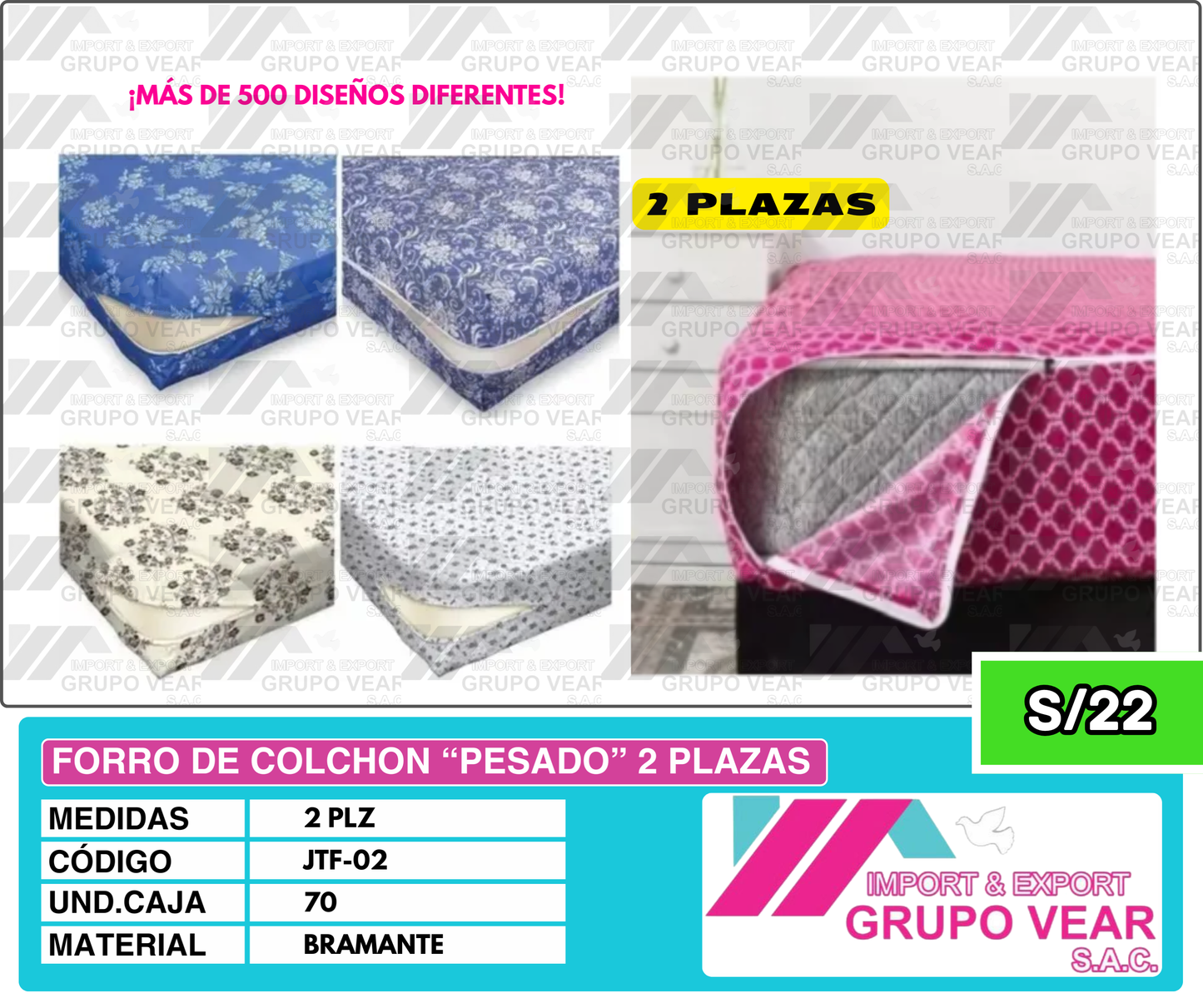 FORRO DE COLCHON “PESADO” 2 PLAZAS (70 UND)