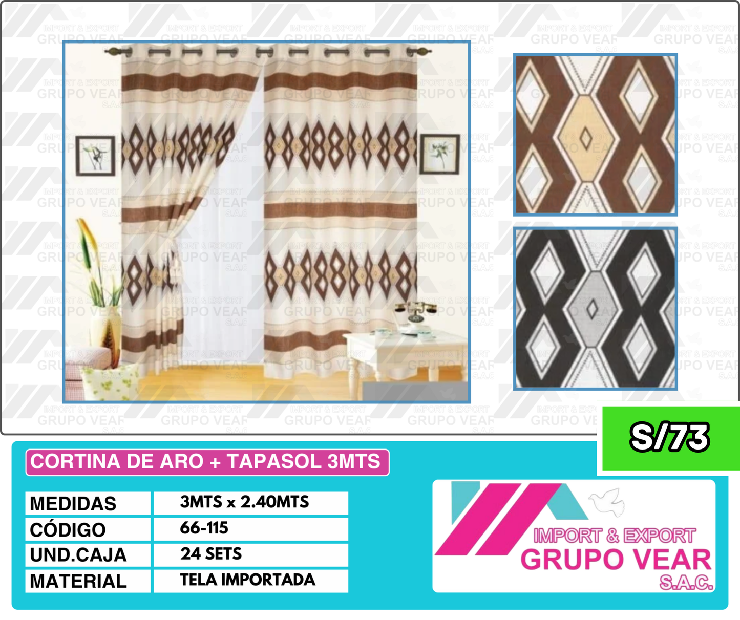 CORTINA DE ARO + TAPASOL 3MTS (24 SETS)