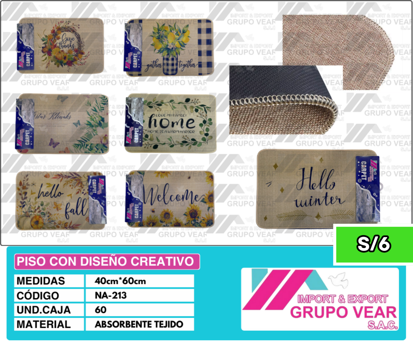 PISO CON DISEÑO CREATIVO (60 UNIDADES)