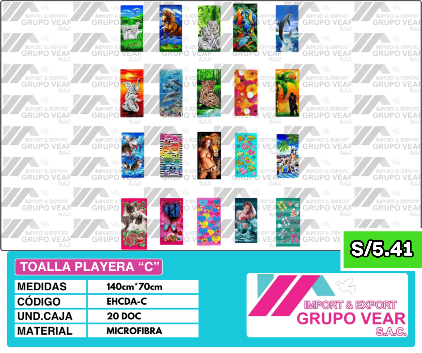 TOALLA PLAYERA MICROFIBRA (20 DOCENAS)