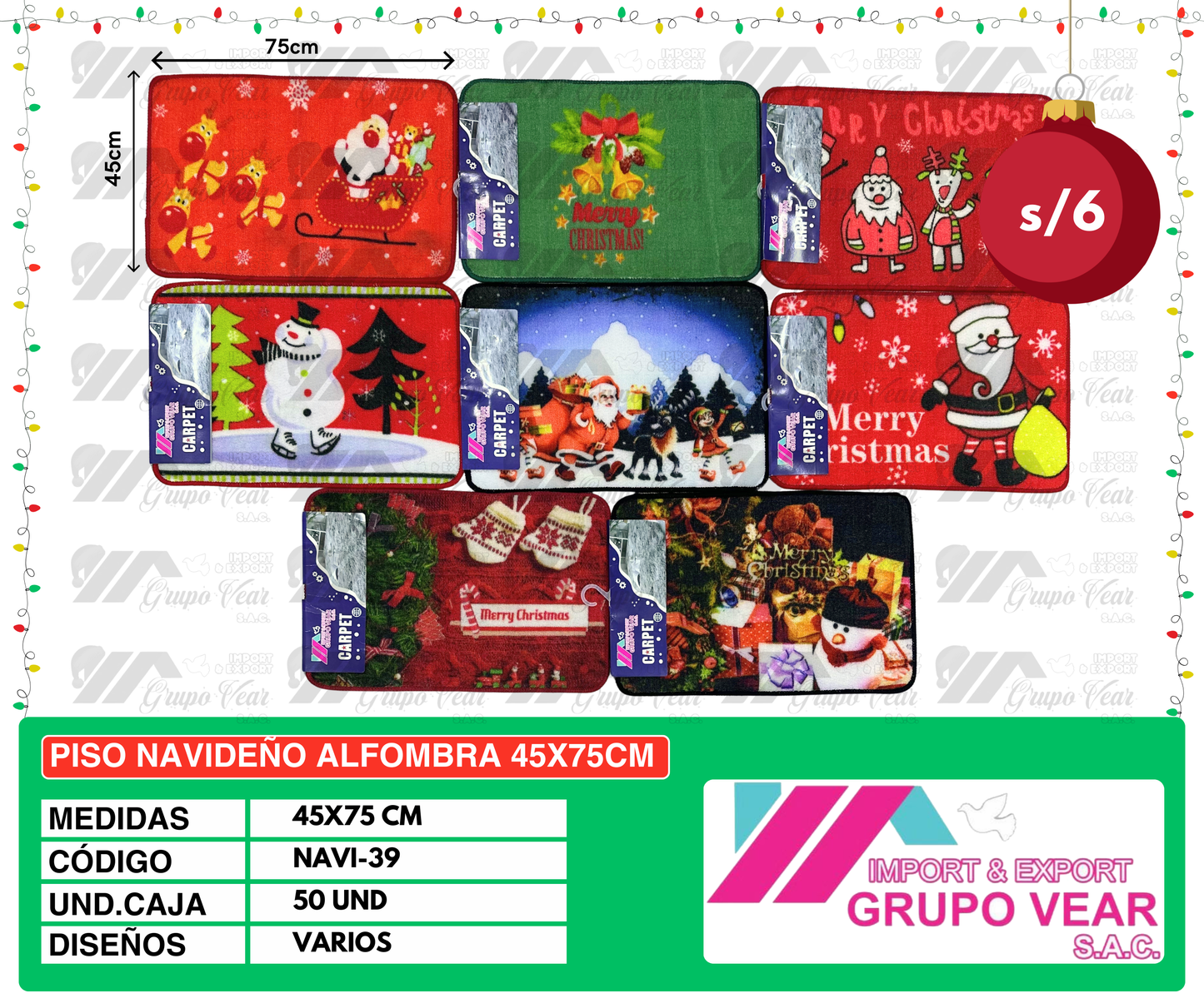 PISO NAVIDEÑO ALFOMBRA 45X75CM