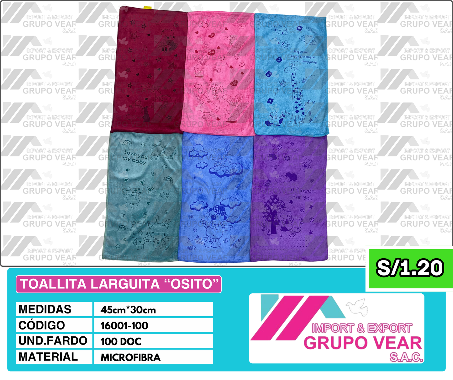 TOALLITA LARGUITA “OSITO” (100 DOC)