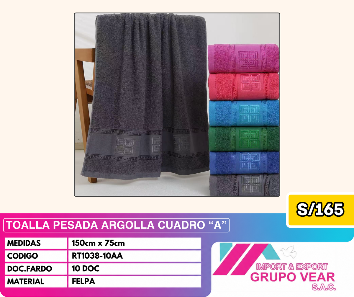 TOALLA PESADA ARGOLLA CUADRO A (10 DOC)
