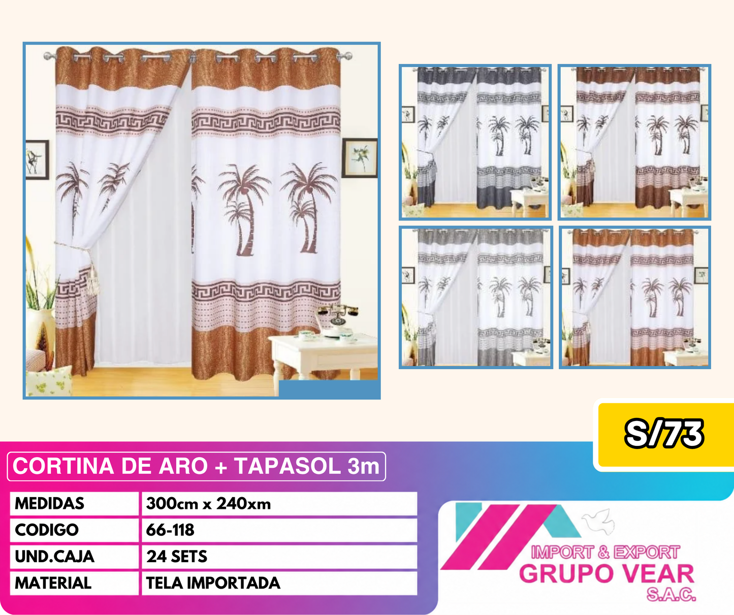 CORTINA DE ARO + TAPASOL 3MTS (24 SETS)