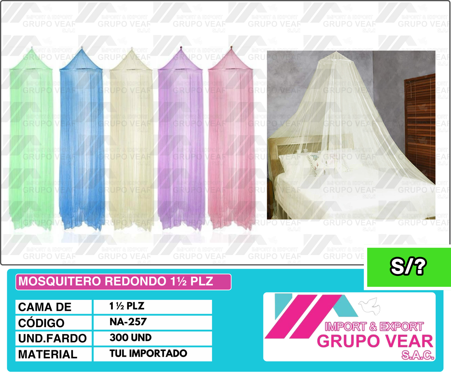 MOSQUITERO REDONDO 1½ PLZ (300 UND)