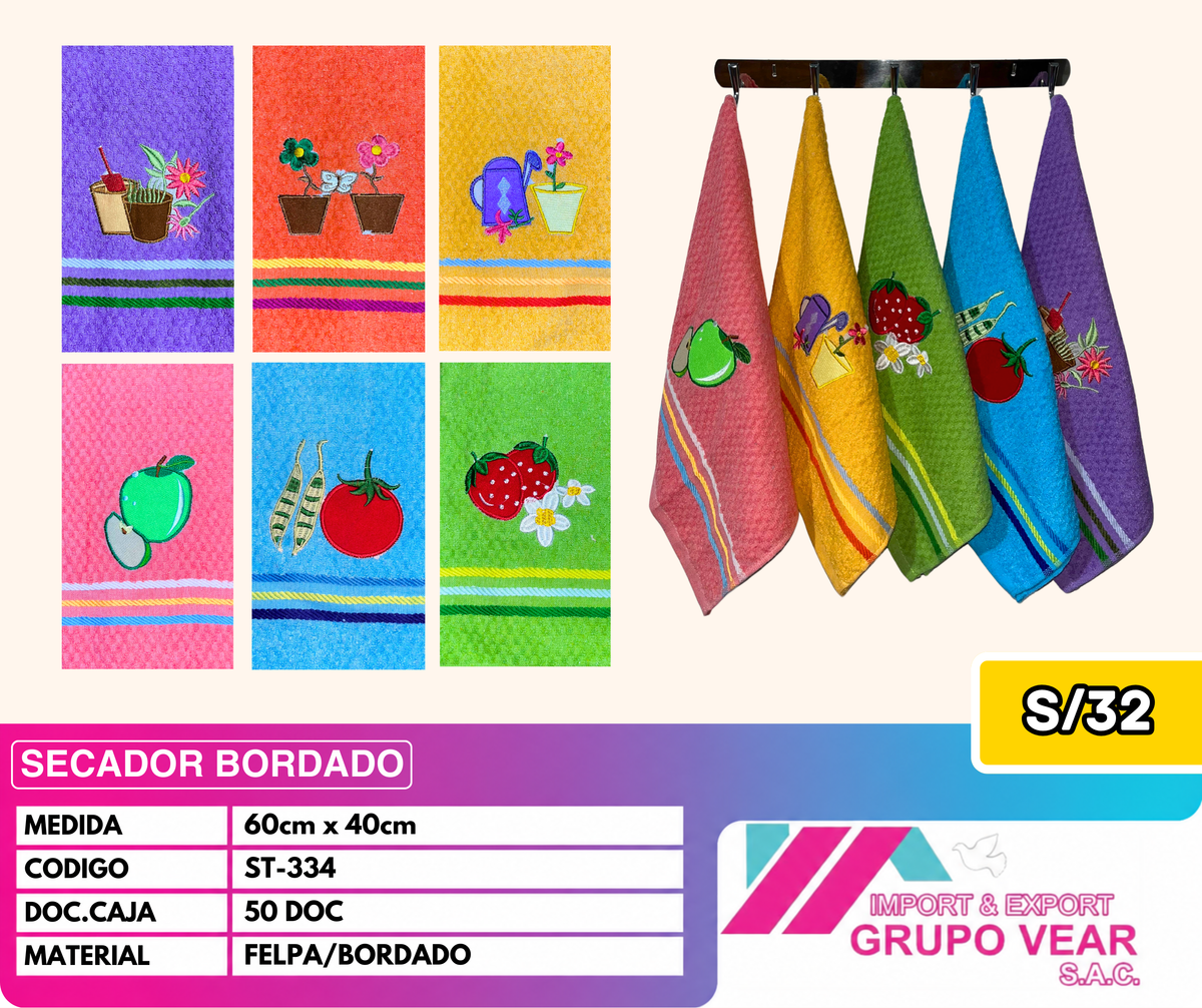SECADOR BORDADO (50 DOCENAS)