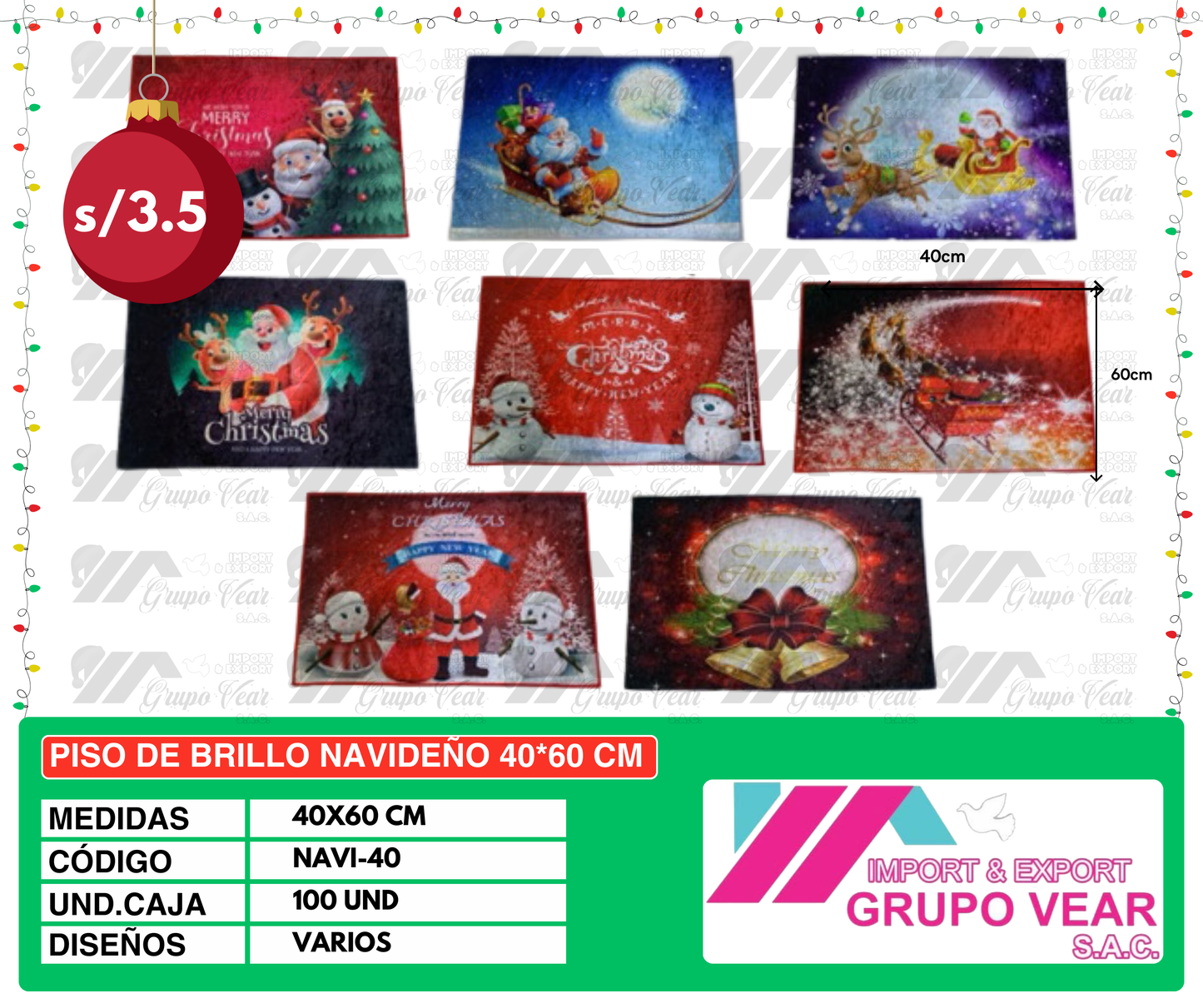 PISO DE BRILLO NAVIDEÑO 40X60 CM