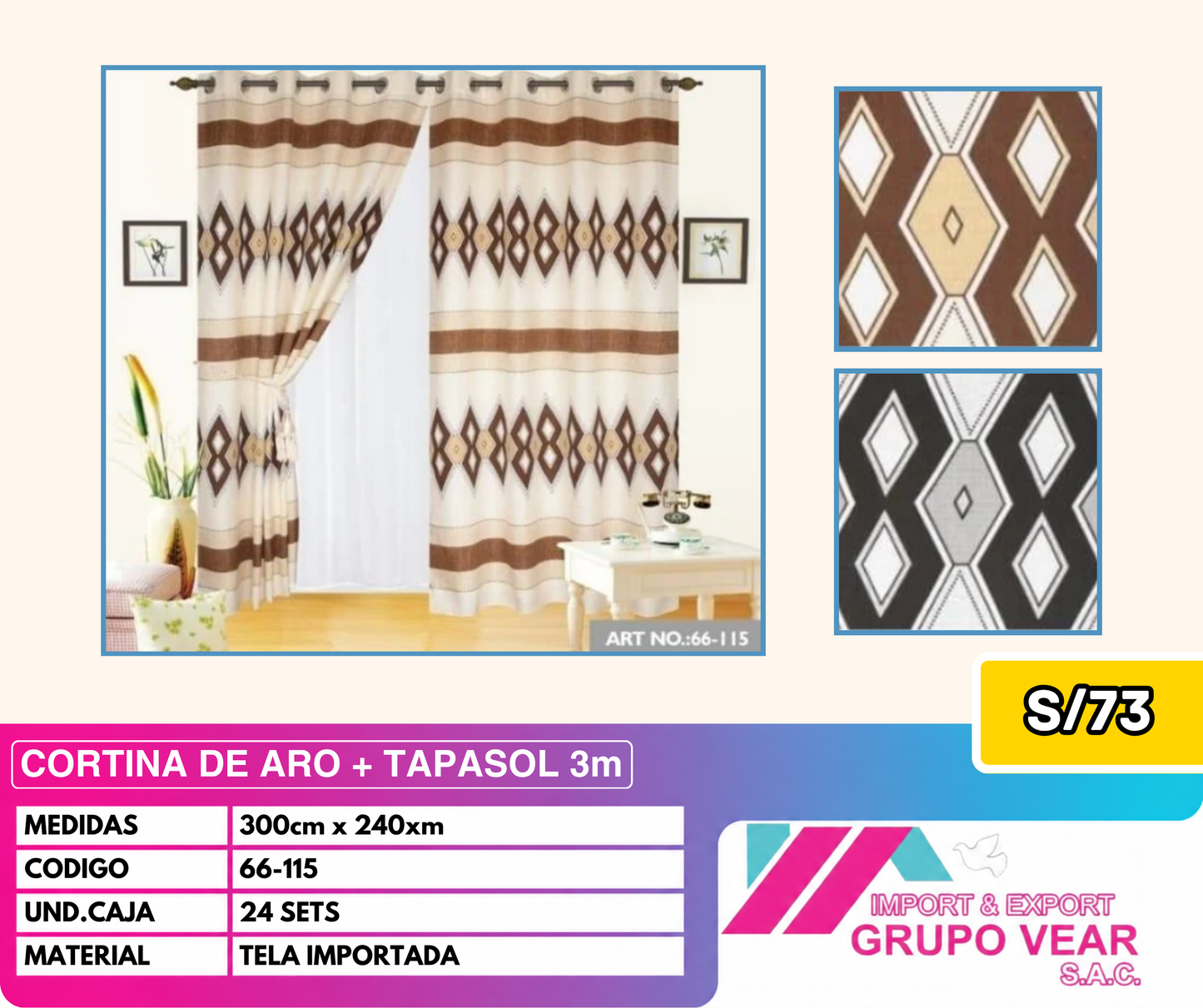 CORTINA DE ARO + TAPASOL 3MTS (24 SETS)