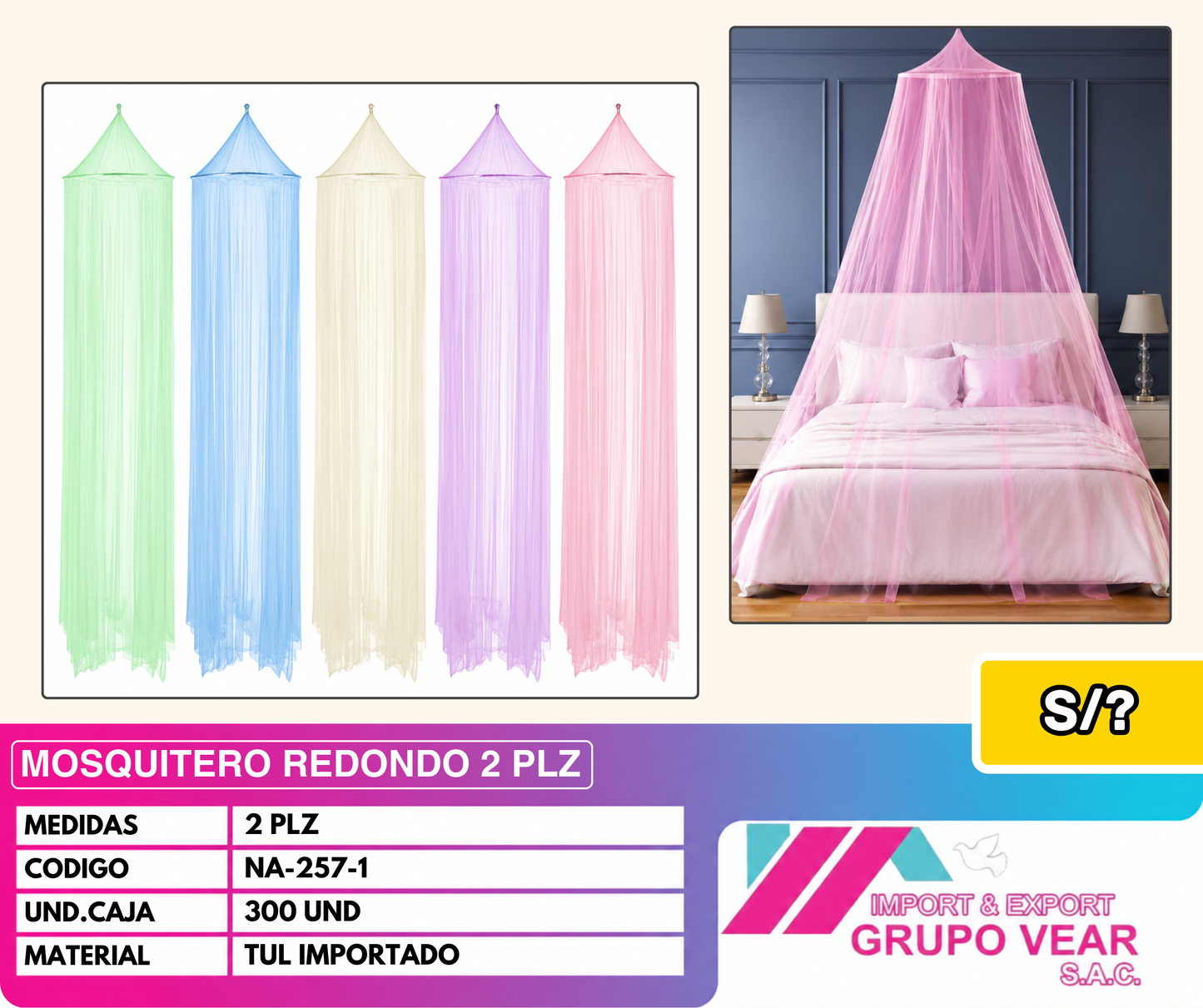 MOSQUITERO REDONDO 2 PLZ (300 UND)