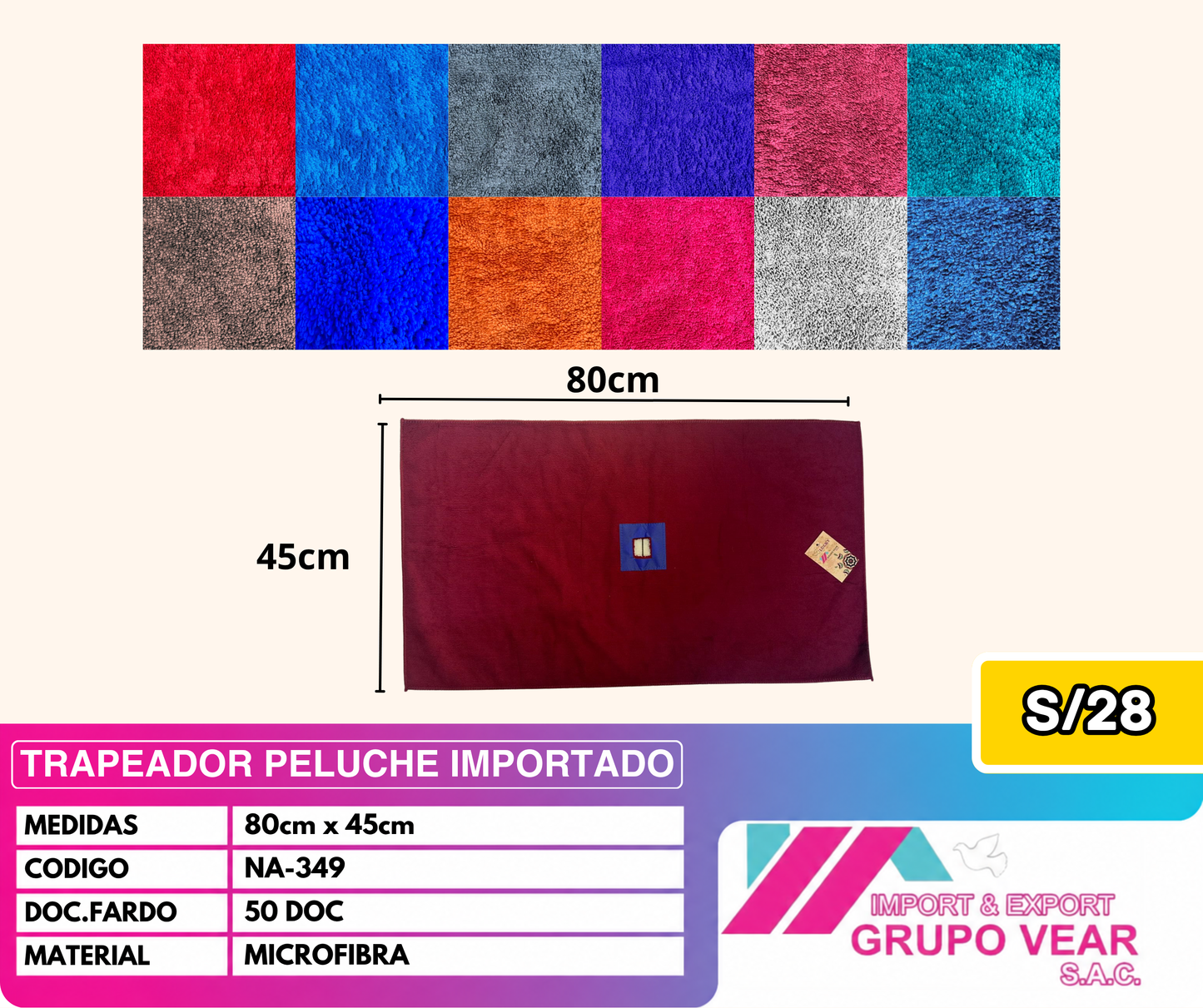 TRAPEADOR PELUCHE IMPORTADO (50 DOCENAS)