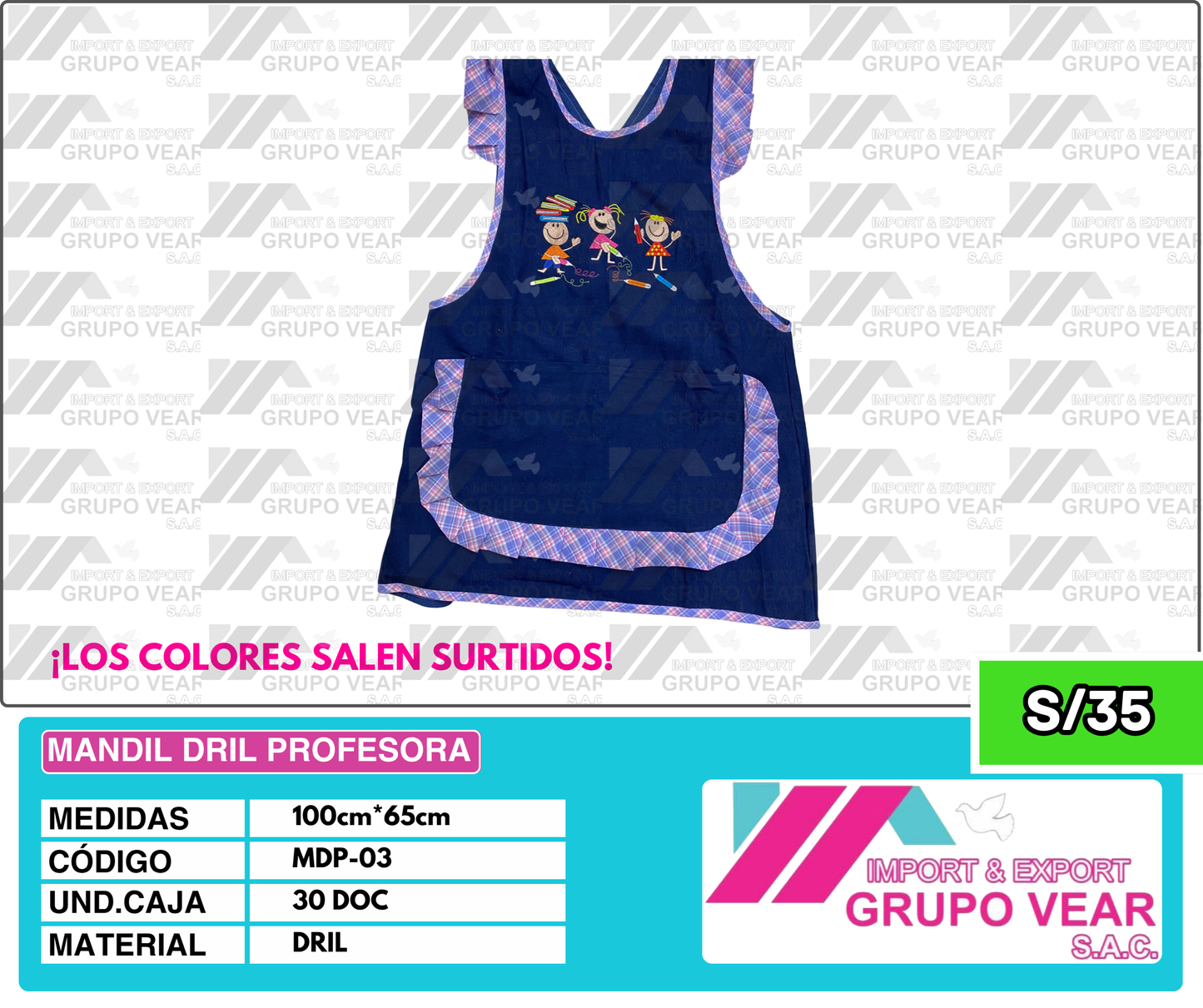 MANDIL DRIL PROFESORA (30 DOC)