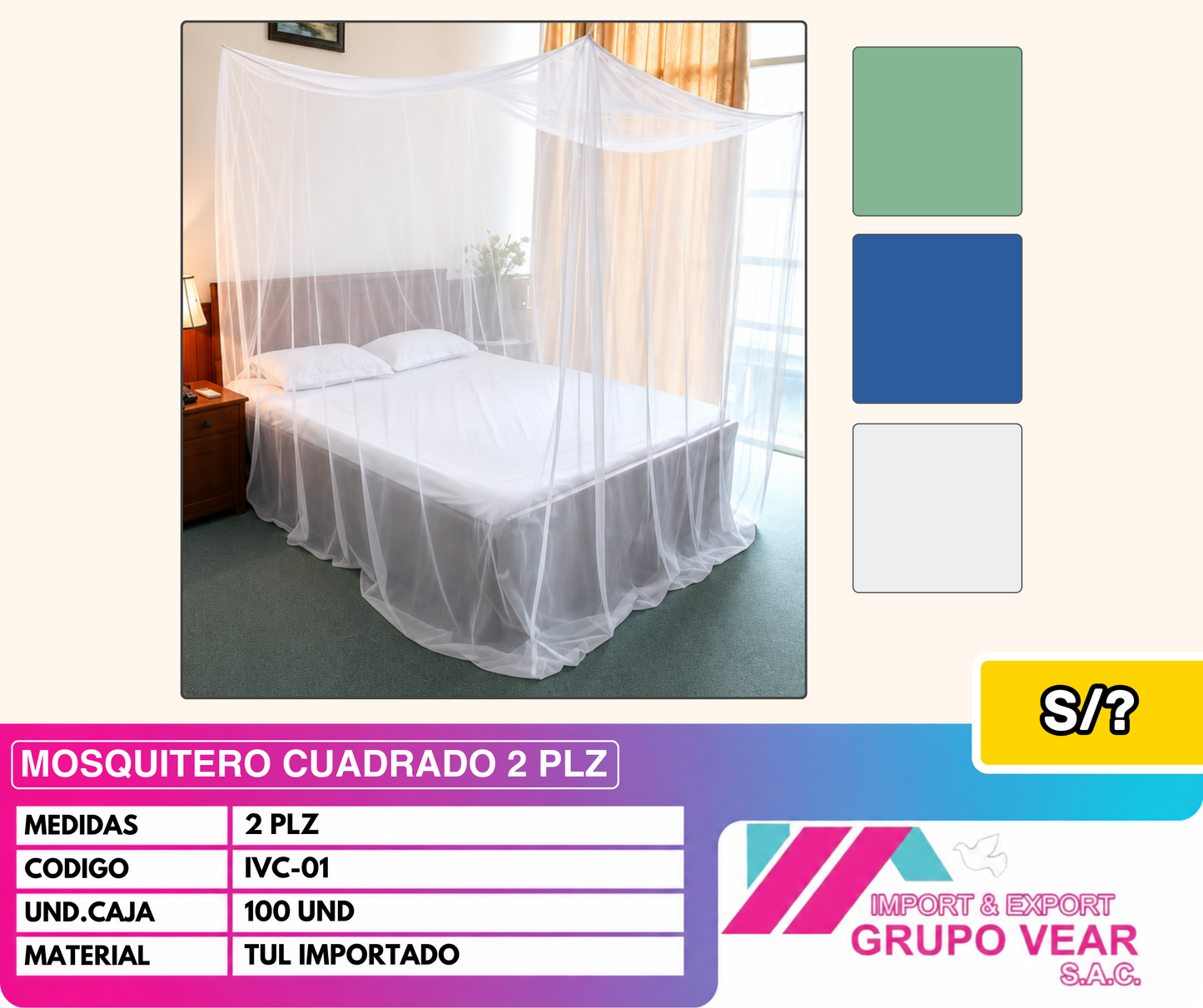 MOSQUITERO CUADRADO 2PLZ
