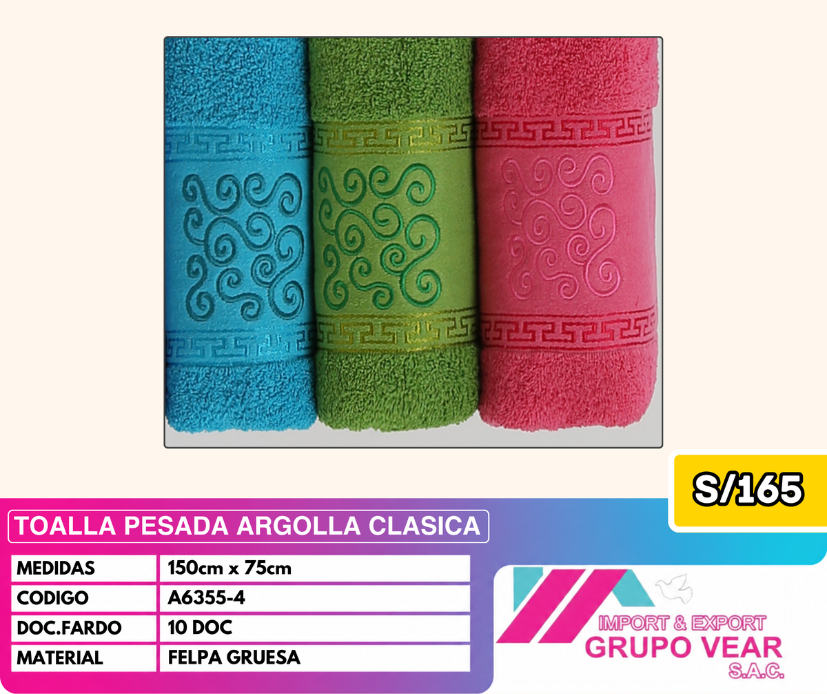 TOALLA PESADA ARGOLLA CLASICA (10 DOC)