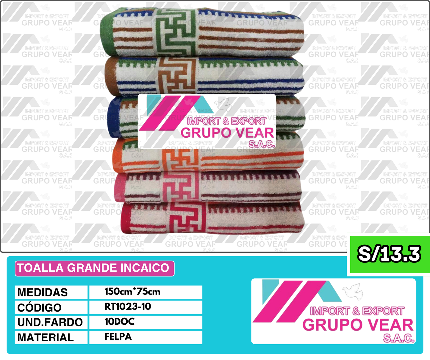 TOALLA GRANDE INCAICO (10 DOC)