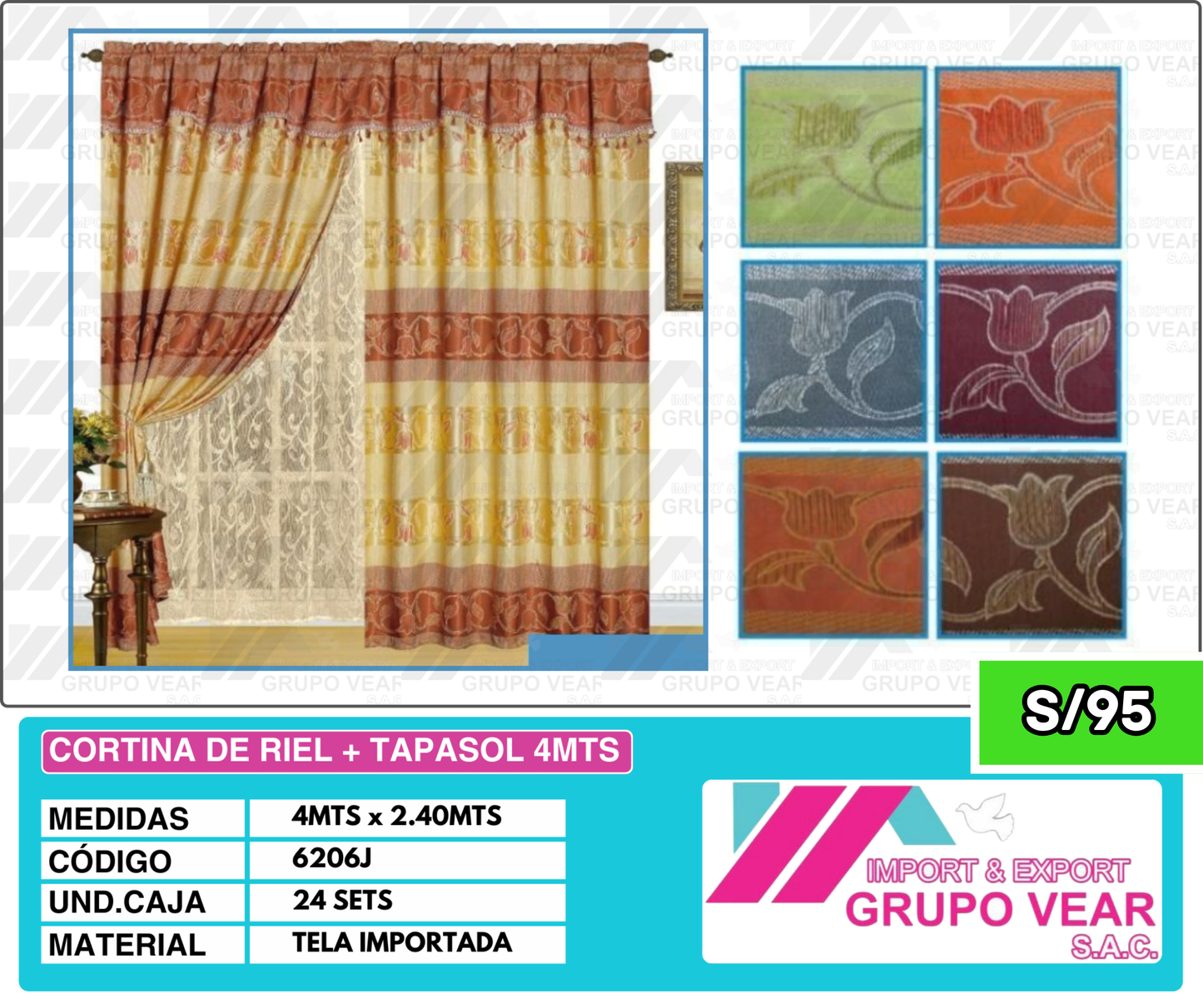 CORTINA DE ARO + TAPASOL 4MTS (21 SETS)