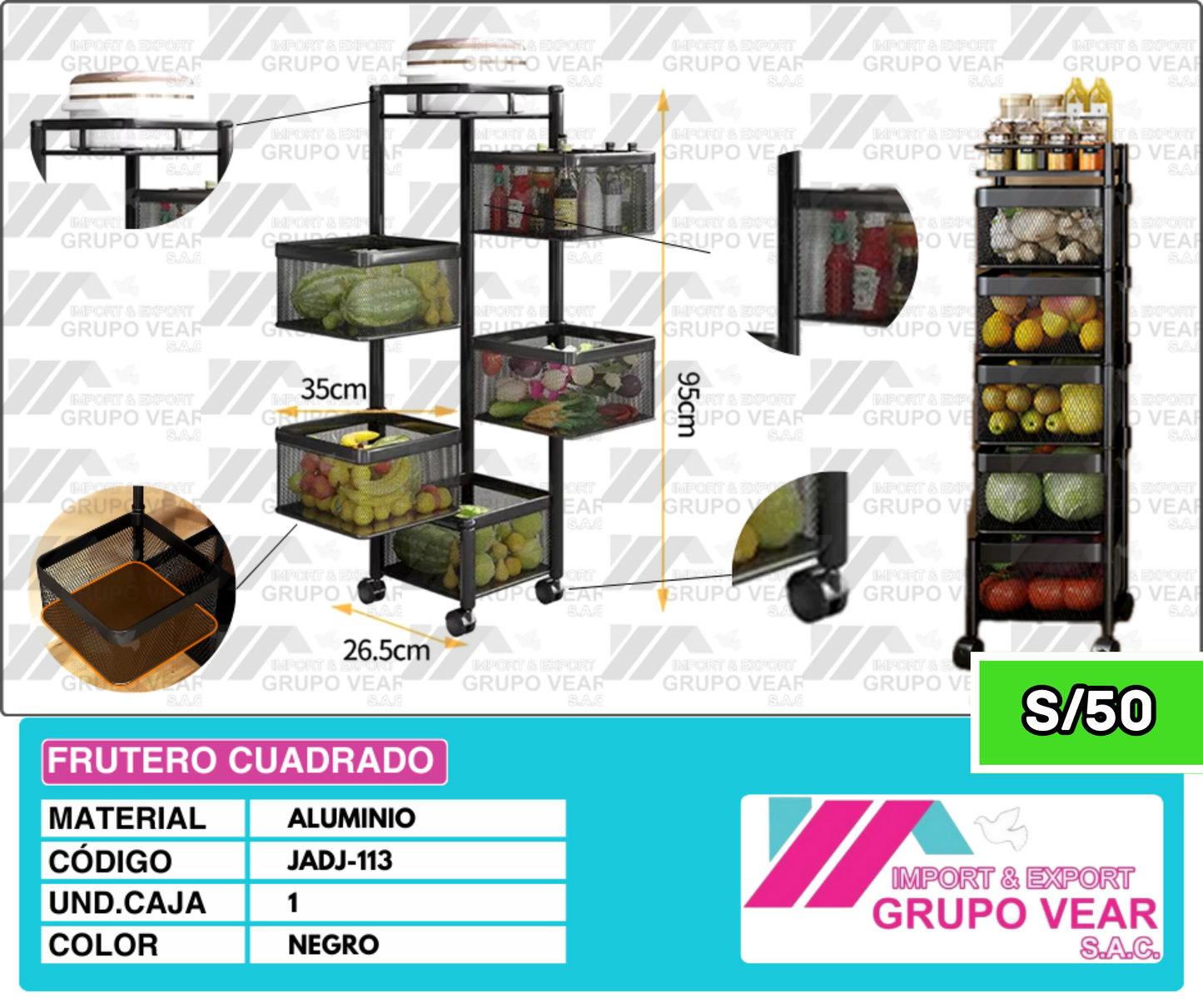 FRUTERO CUADRADO (1 UNIDAD)