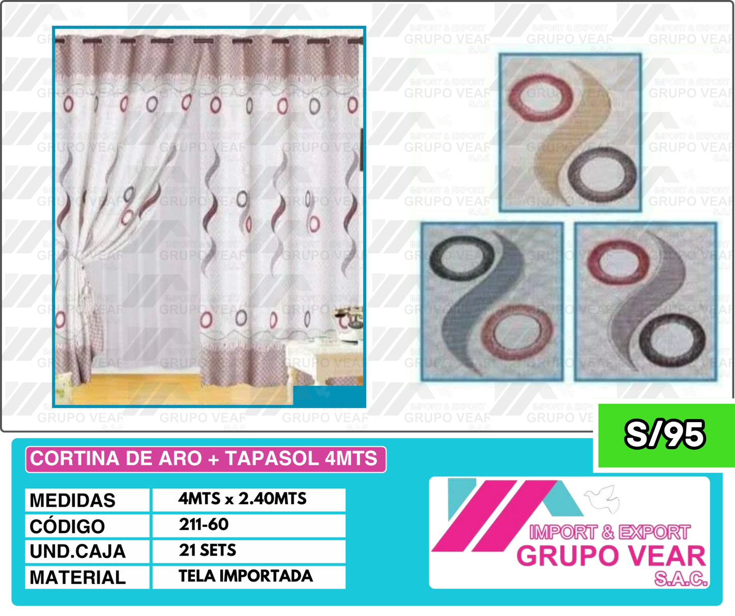 CORTINA DE ARO + TAPASOL 4MTS (21 SETS)