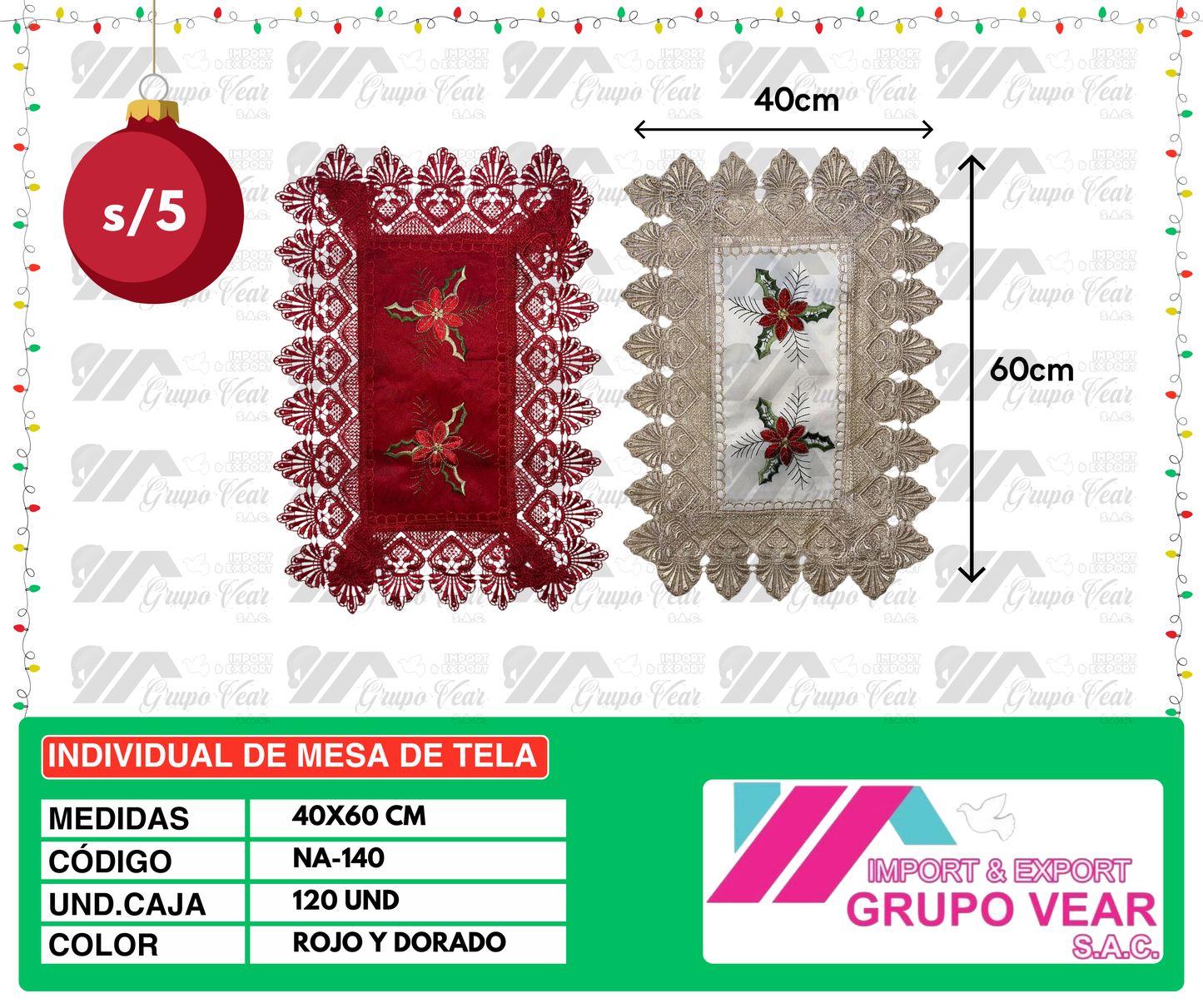 INDIVIDUAL DE MESA DE TELA