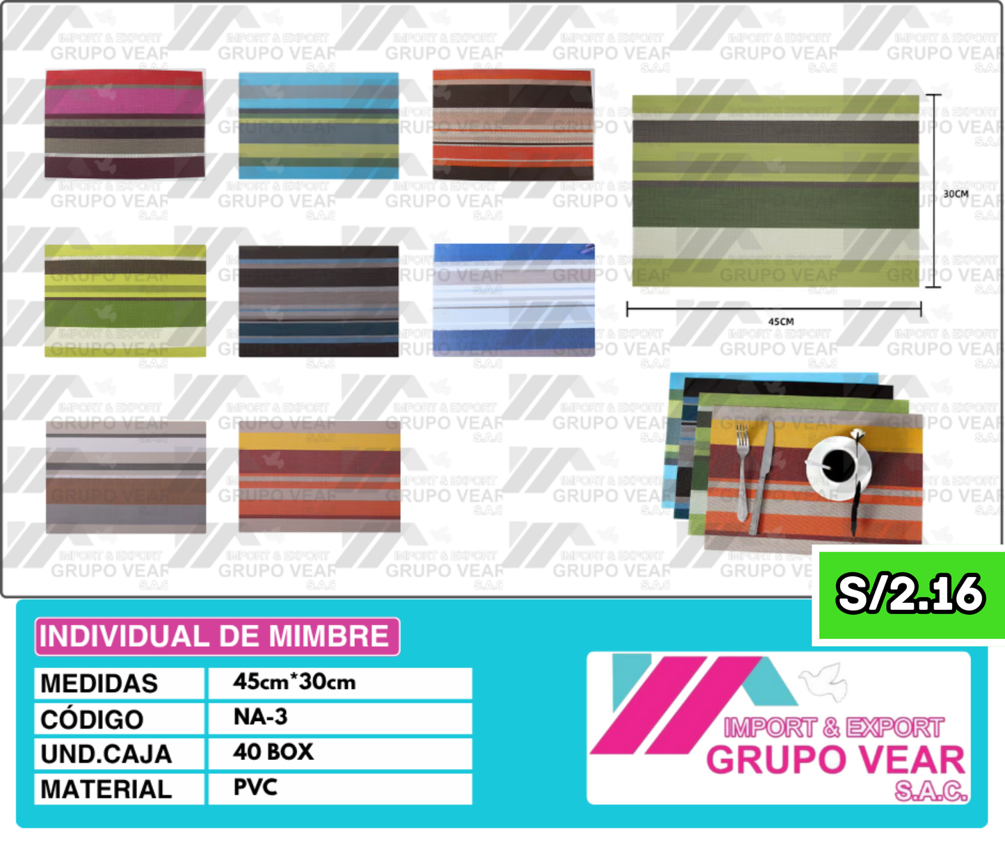 INDIVIDUAL DE MIMBRE (40 SETS)