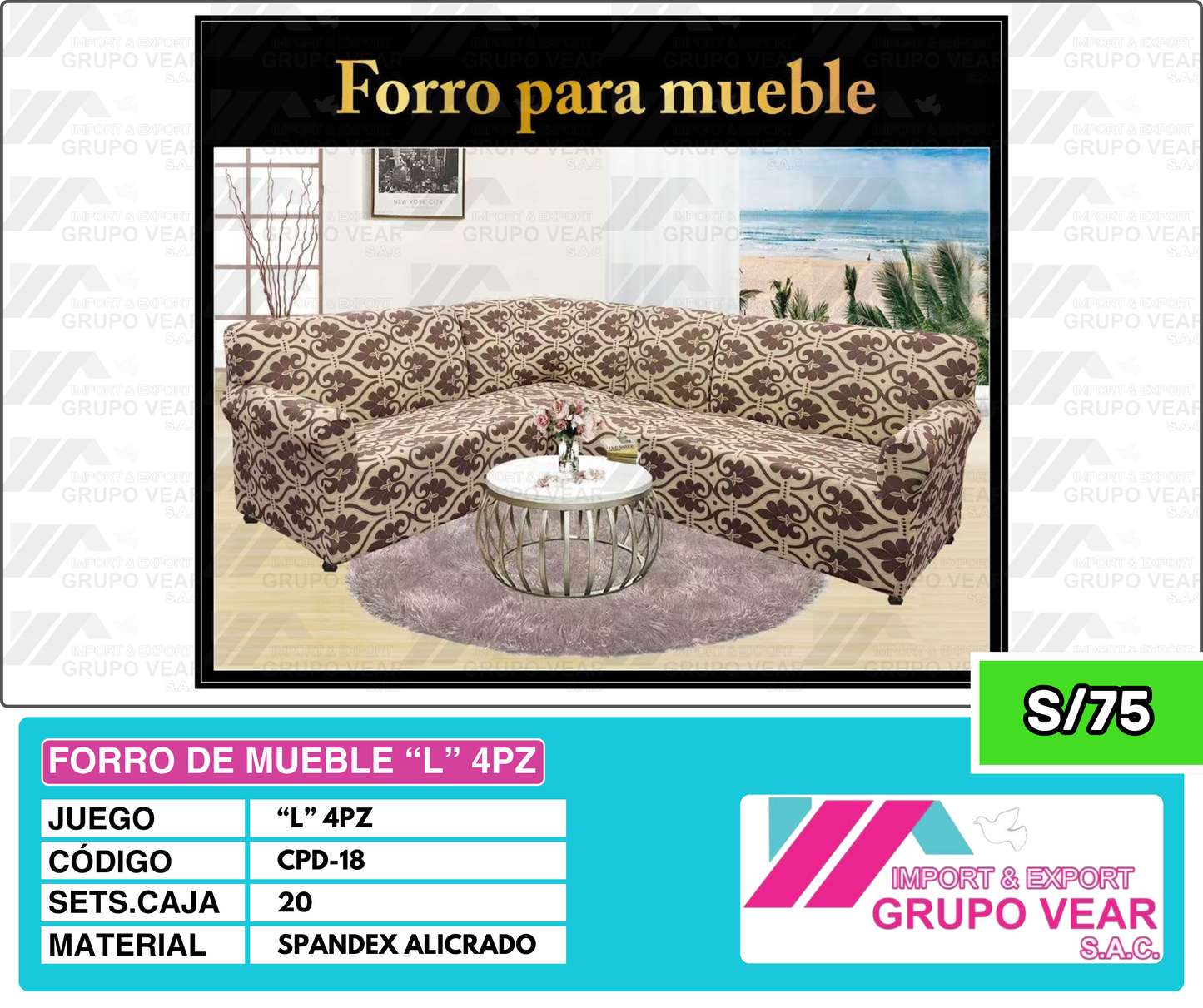 FORRO DE MUEBLE "L" 4PZ (20SETS)