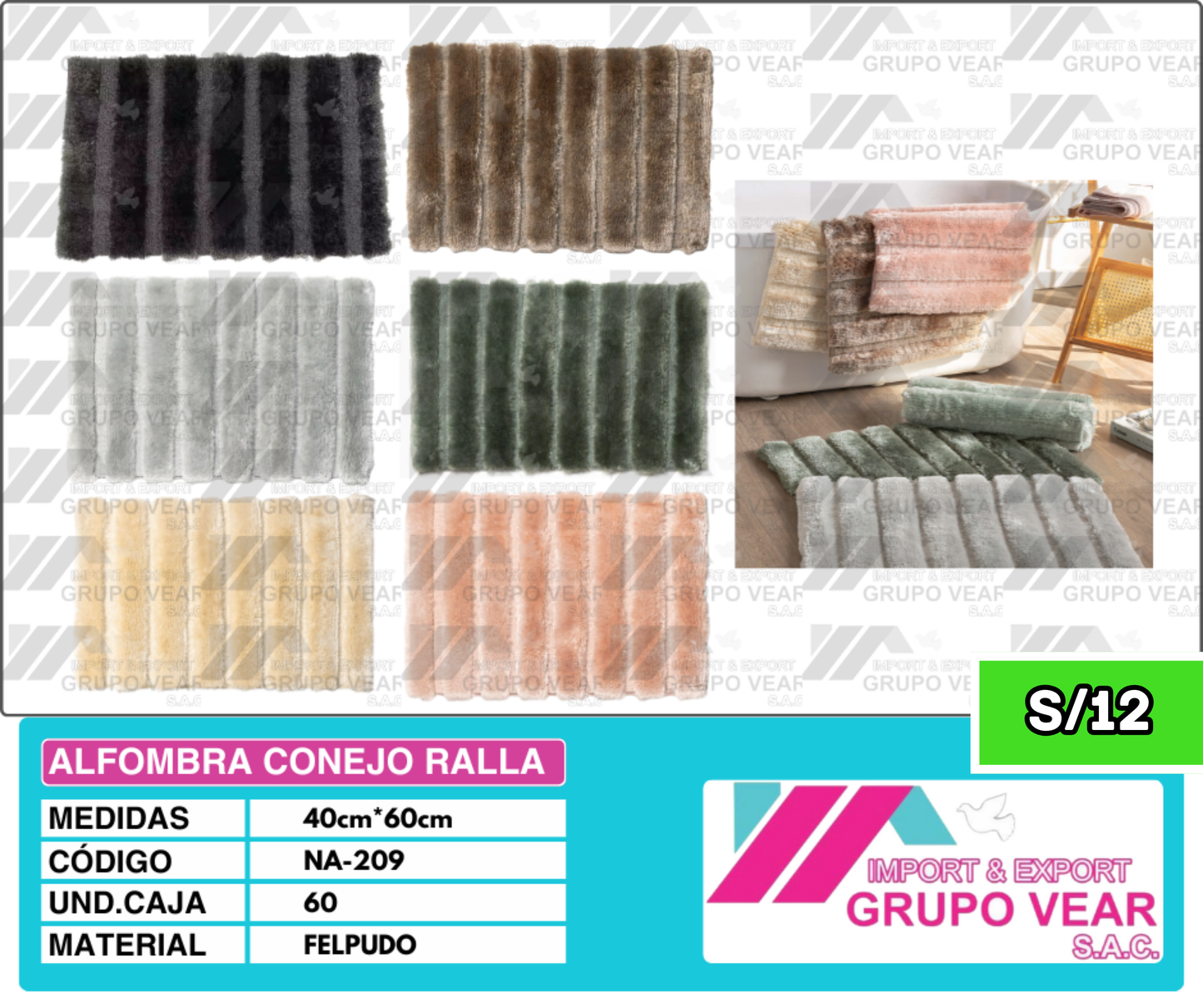 ALFOMBRA CONEJO RALLA 60X40 (60 UNIDADES)