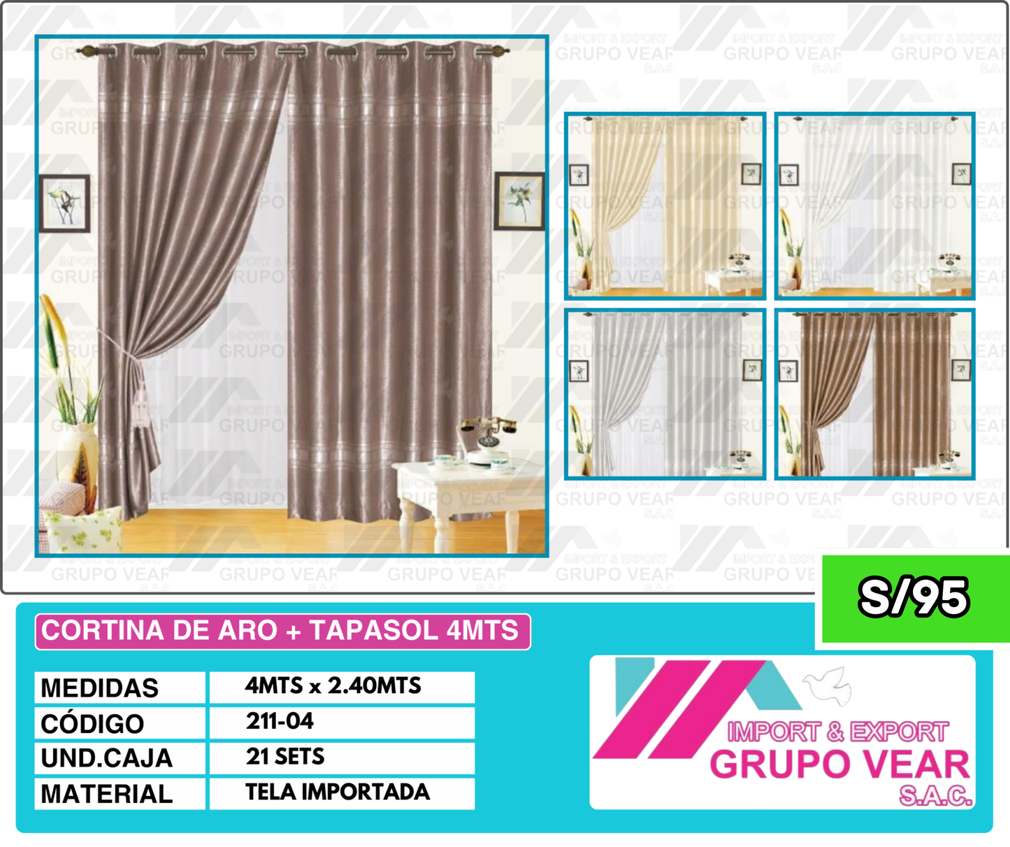 CORTINA DE ARO + TAPASOL 4MTS (21 SETS)