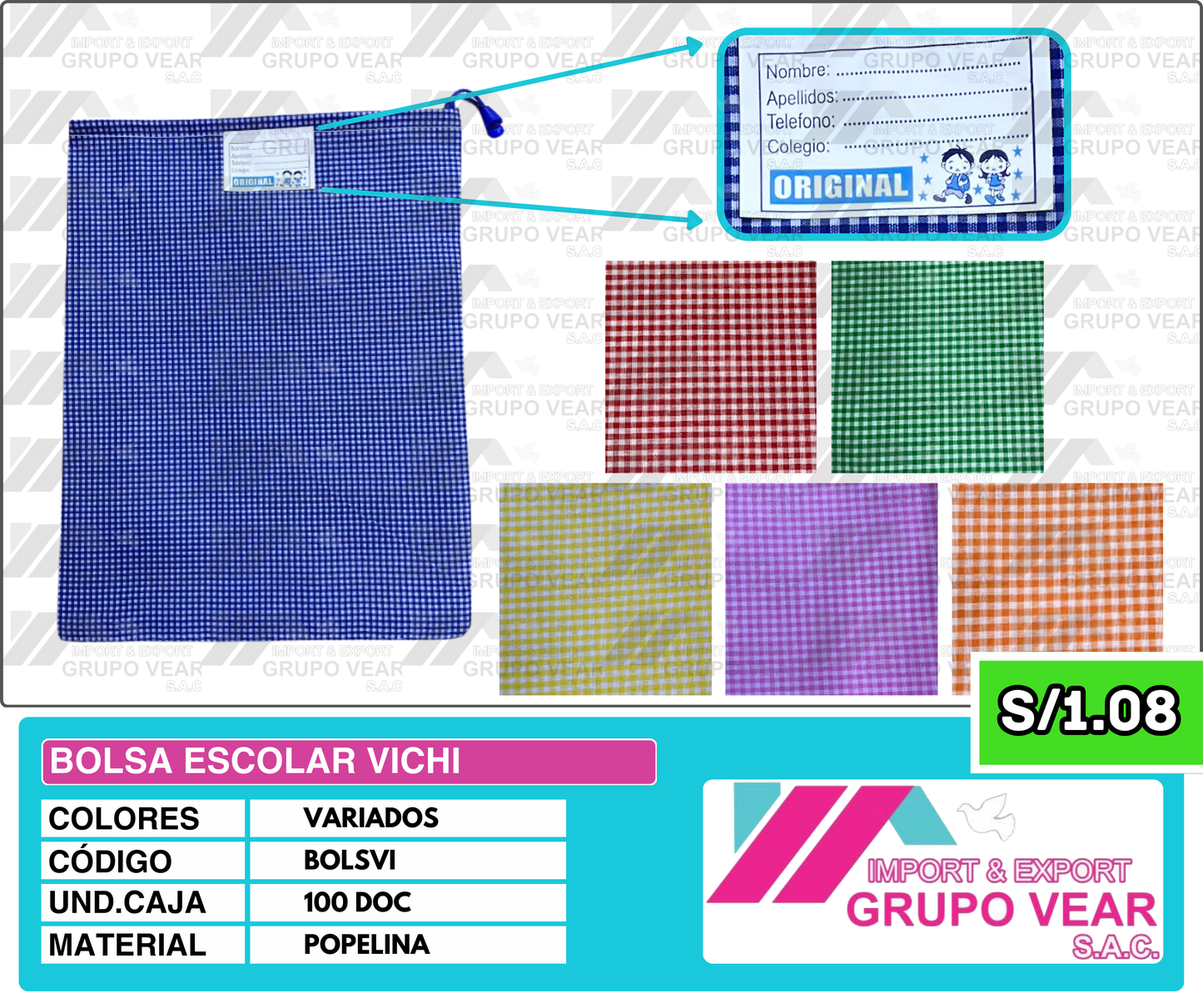 BOLSA ESCOLAR VICHI (100 DOC)