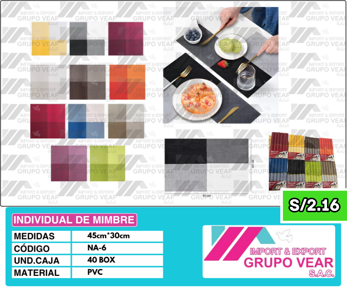 INDIVIDUAL DE MIMBRE (40 SETS)