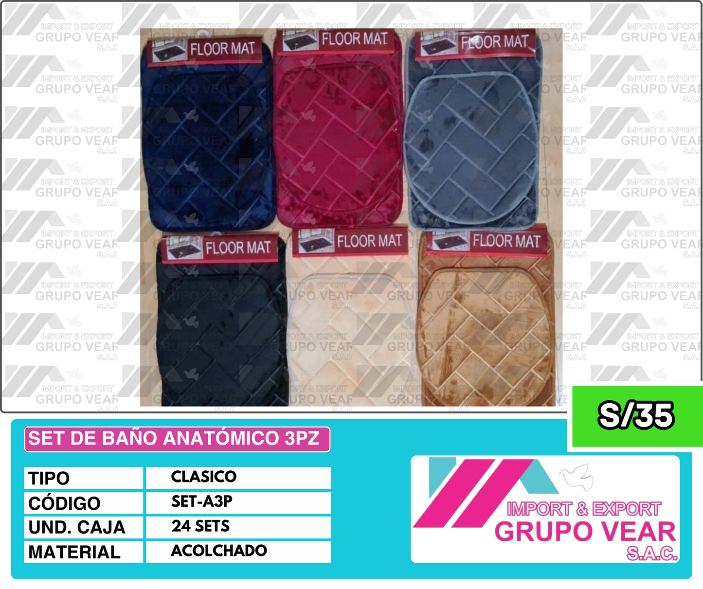 SET DE BAÑO ANATÓMICO 3PZ (24 SETS)