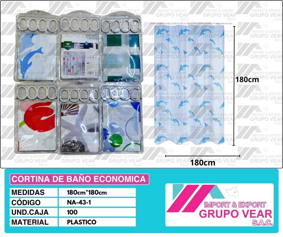 CORTINA DE BAÑO ECONOMICA (100 UNIDADES)