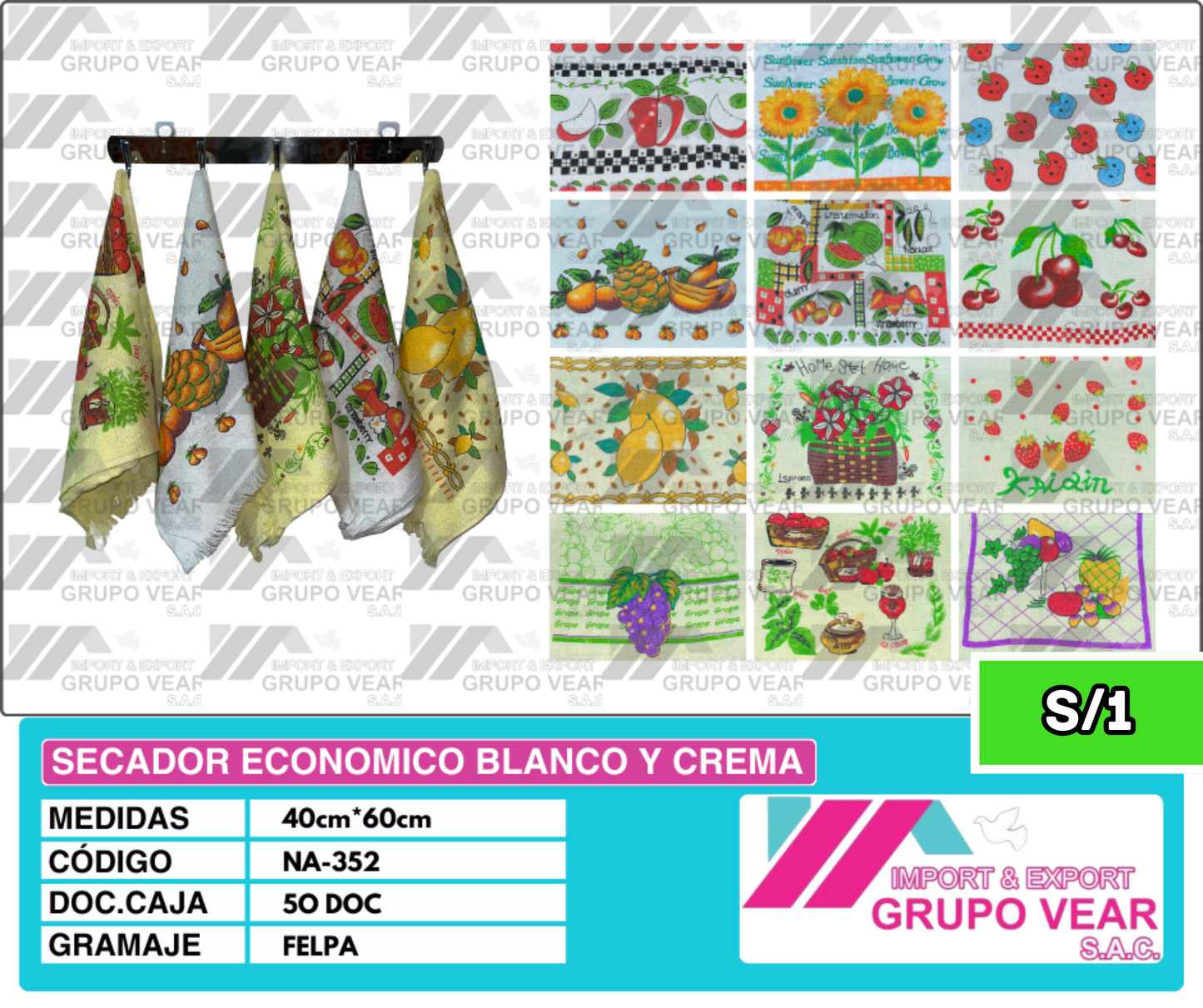 SECADOR ECONÓMICO BLANCO Y CREMA (50 DOCENAS)