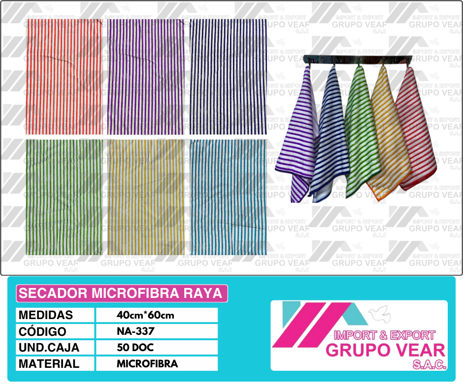 SECADOR MICROFIBRA RAYA (50 DOCENAS)