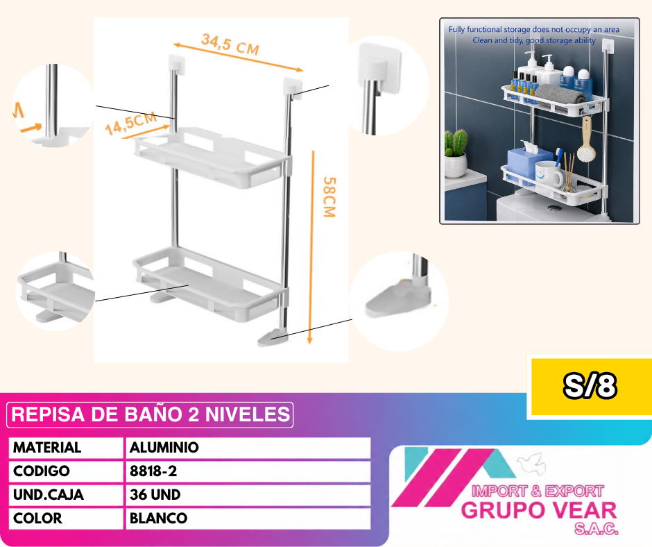 REPISA DE BAÑO 2 NIVELES (36UND)