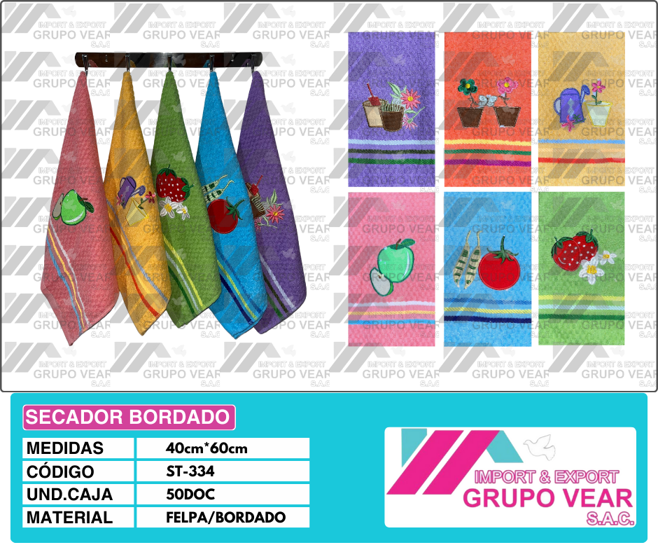 SECADOR BORDADO (50 DOCENAS)