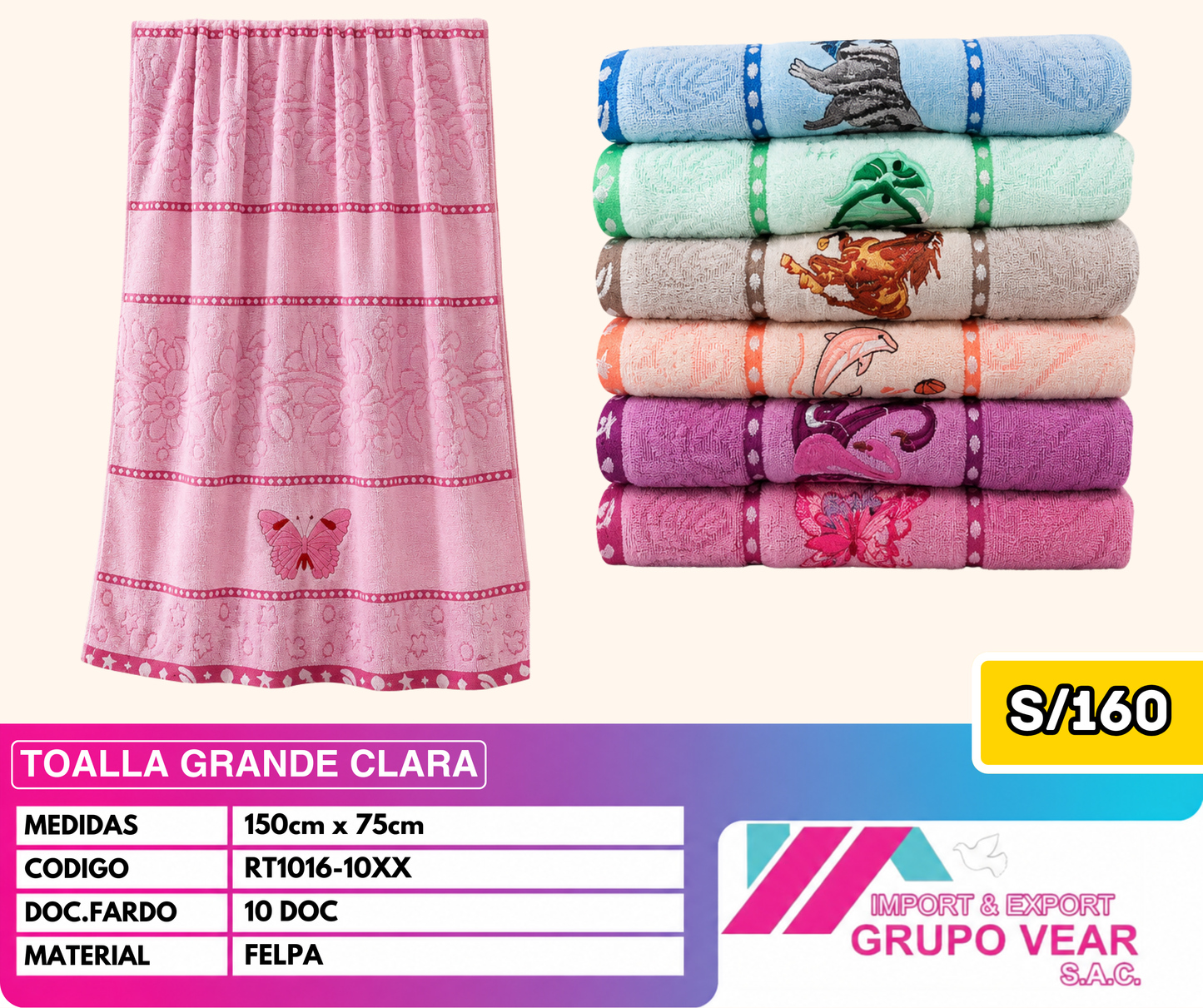 TOALLA GRANDE CLARA (10 DOC)