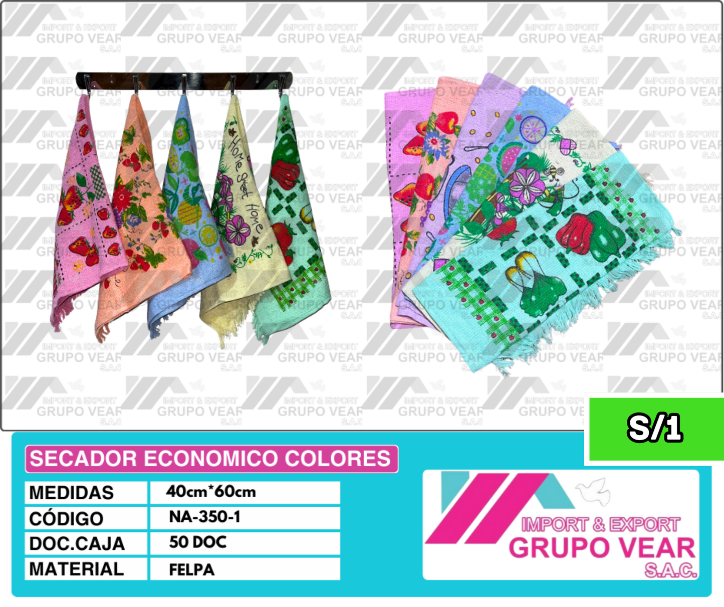 SECADOR ECONOMICO COLORES (50 DOCENAS)