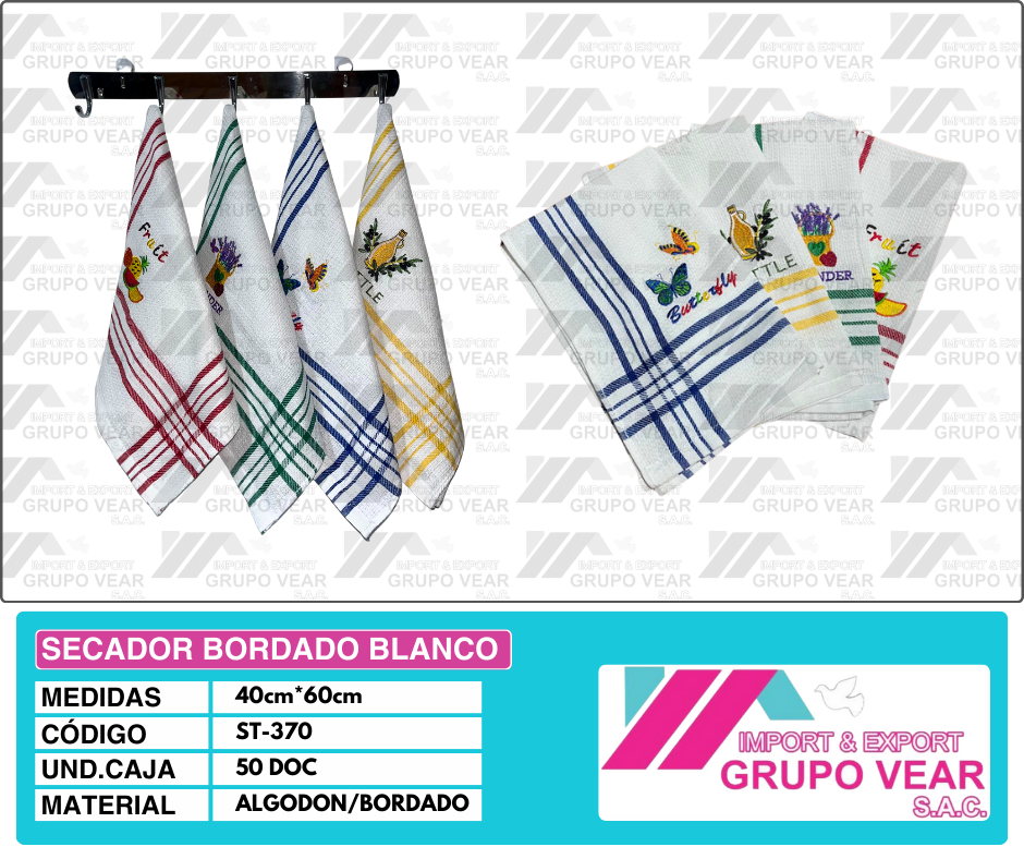 SECADOR BORDADO BLANCO (50 DOCENAS)
